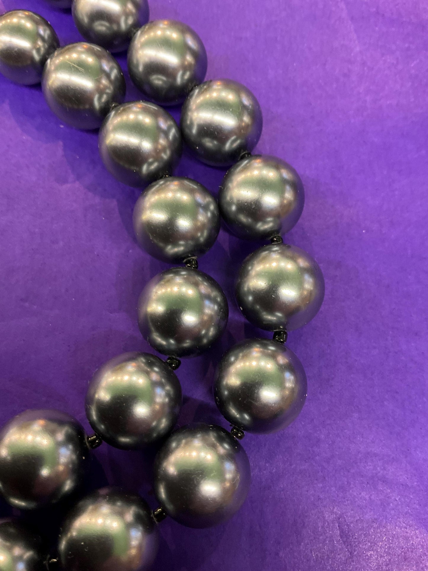 Vintage Butler and Wilson Pewter Statement Faux Pearl Necklace , Twin rows of chunky beads