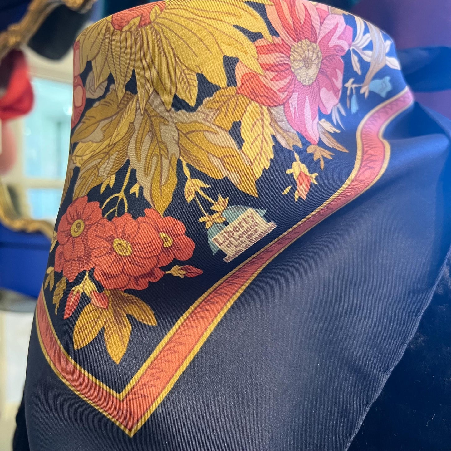 Vintage 1970/80s Pure Silk Floral Scarf by Liberty London - Sustainable Gifting