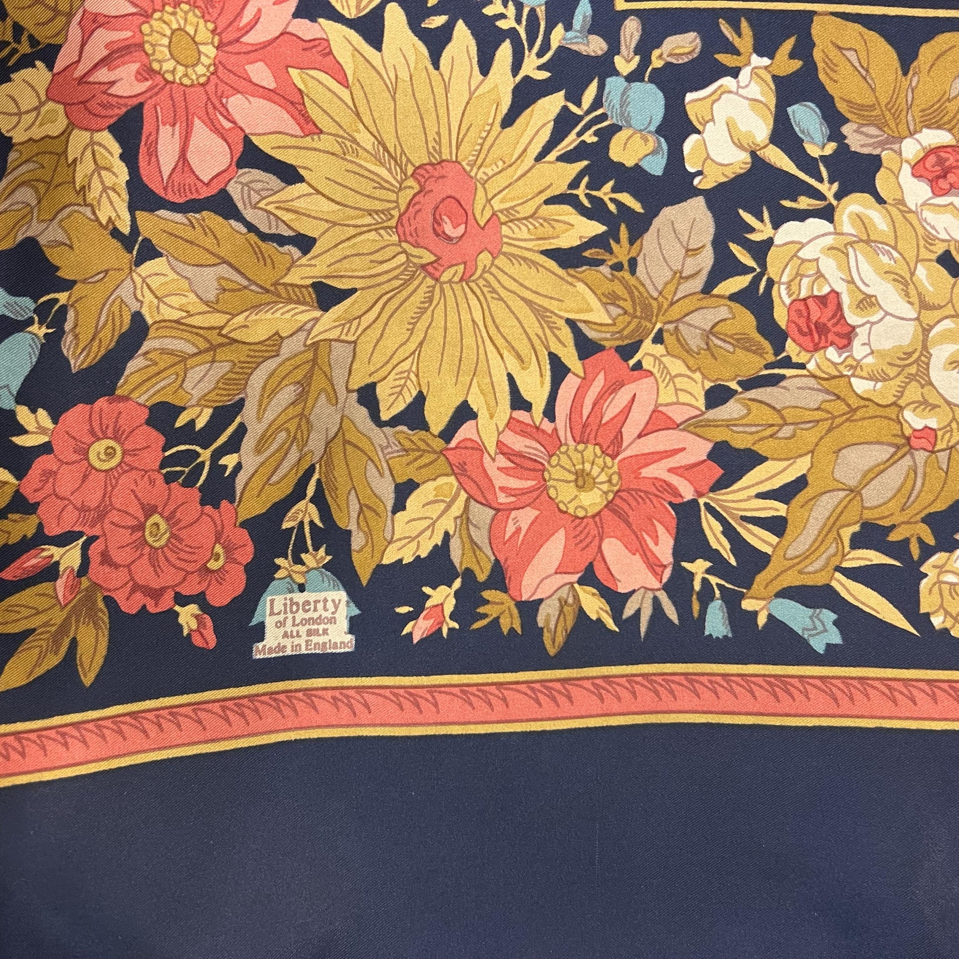 Vintage 1970/80s Pure Silk Floral Scarf by Liberty London - Sustainable Gifting