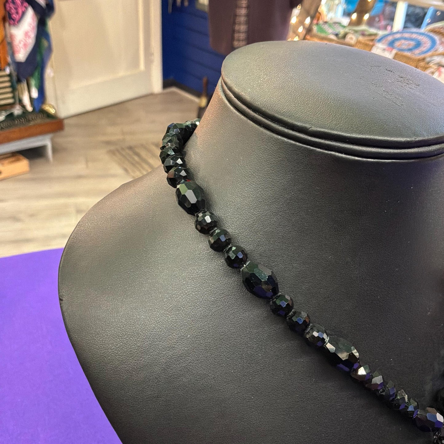 Vintage Butler and Wilson Victorian Style Black Crystal Beaded and Crochet Statement Necklace, Gothic Glamour