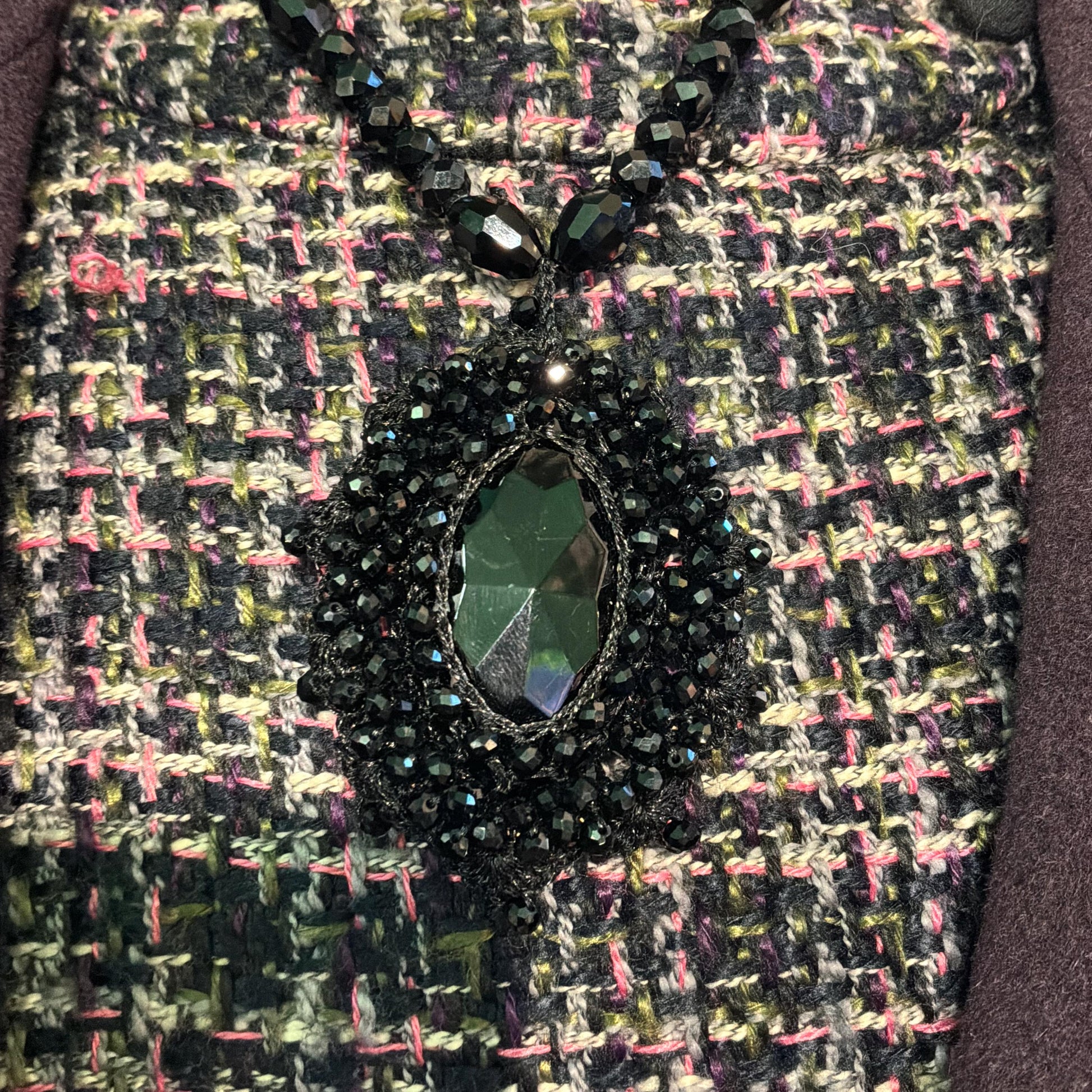 Vintage Butler and Wilson Victorian Style Black Crystal Beaded and Crochet Statement Necklace, Gothic Glamour