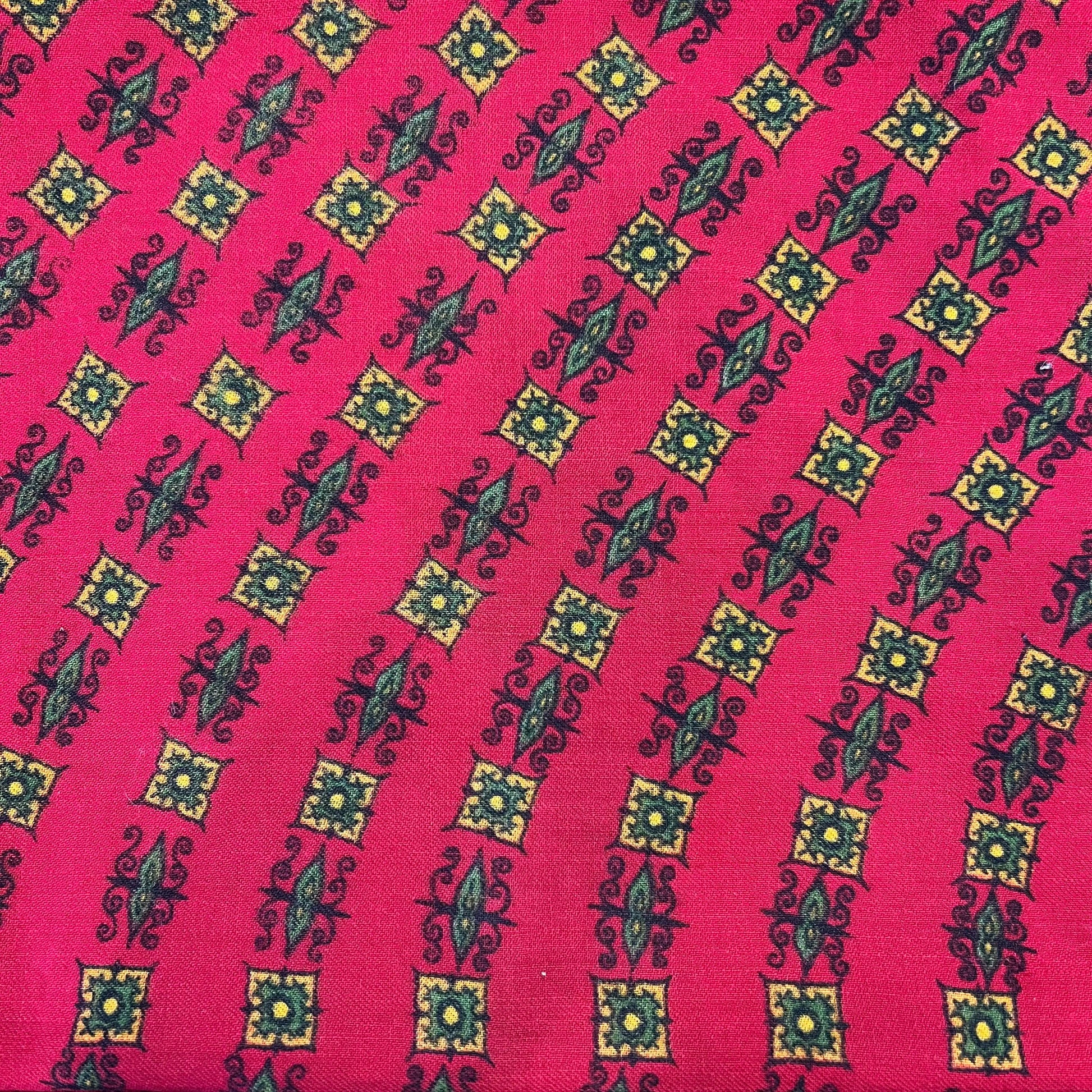 Vintage 1960s Gents Fine Wool Double Sided Geometric Paisley Fringed Scarf