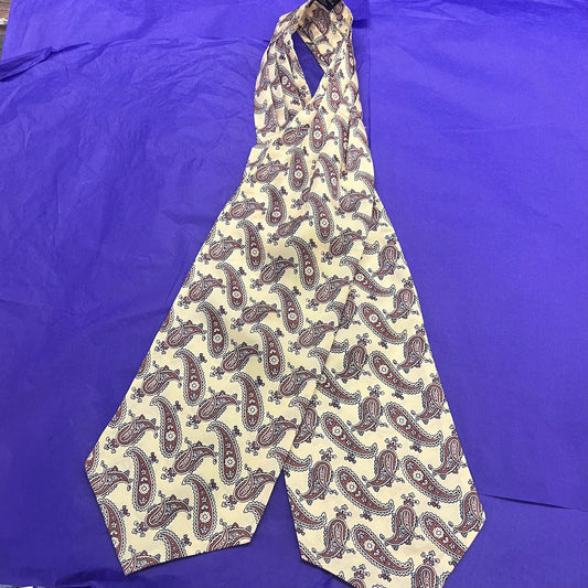 Vintage 1960s SAMMY Rayon Paisley Cravat, Brown and Black onto Pale Gold background - Sustainable Fashion and Gift