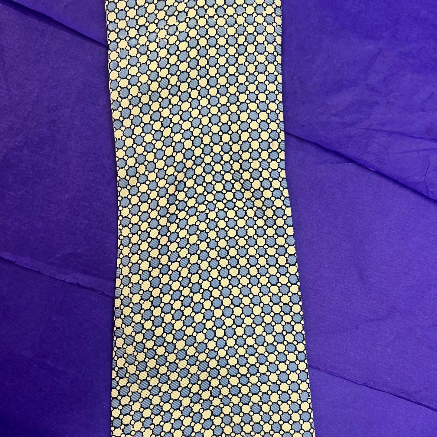 Vintage 1960s Gents Silk Cravat by A. Sulka and Company. Duck Egg Blue and Pale Yellow. Sustainable Fashion and Gift