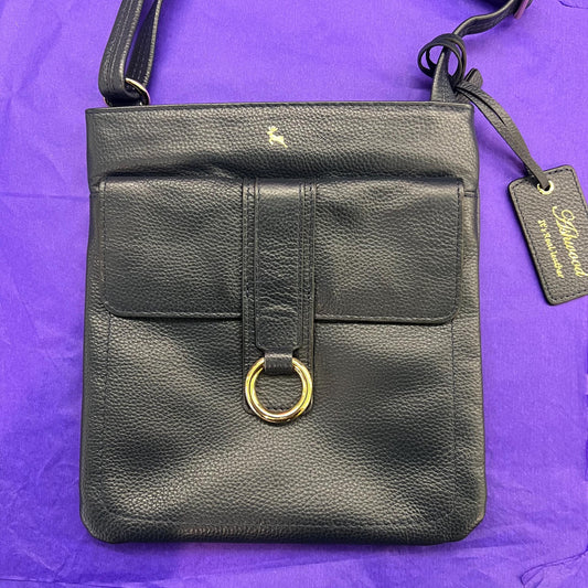Vintage Ashwood Navy Blue Textured Leather Crossbody / Shoulder Bag - Sustainable Fashion and Gift