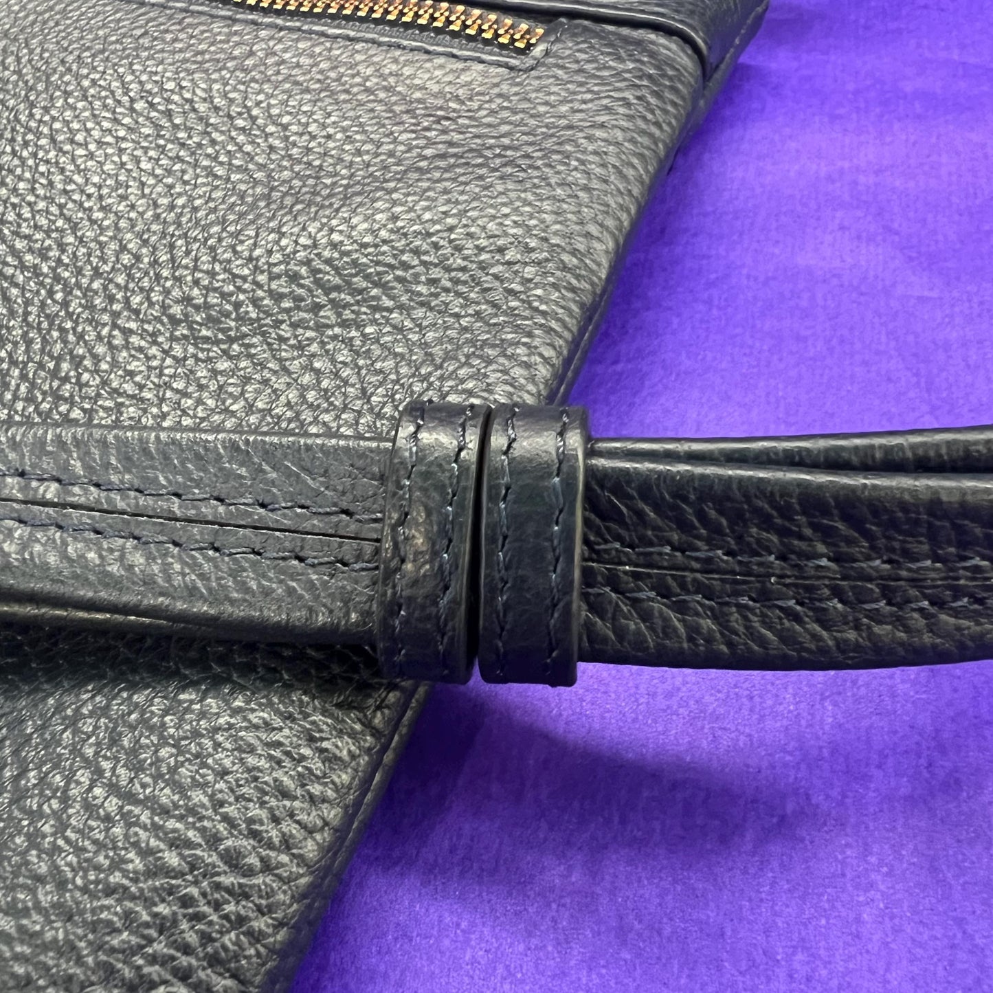 Vintage Ashwood Navy Blue Textured Leather Crossbody / Shoulder Bag - Sustainable Fashion and Gift