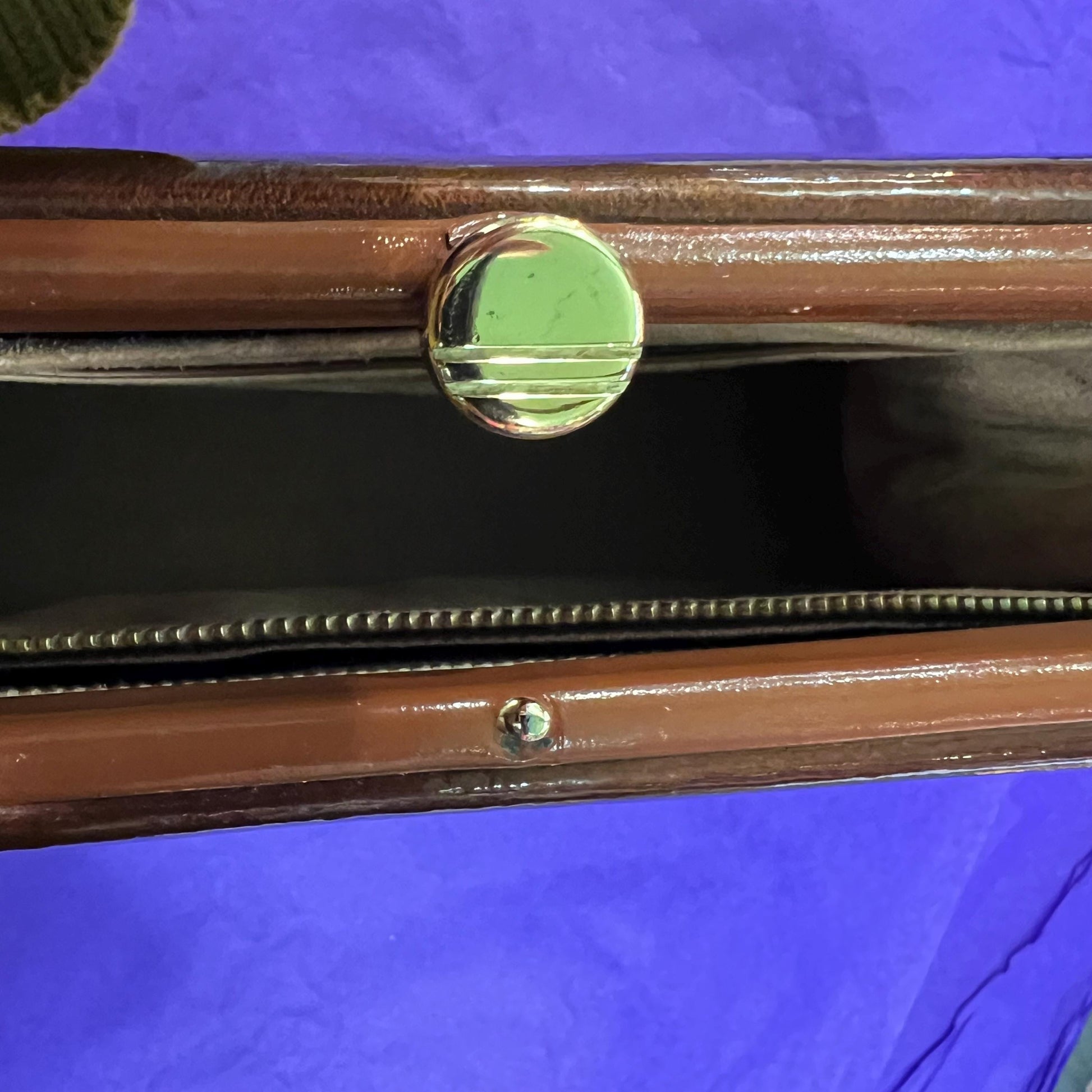 Vintage 1960s Large Chestnut Brown Patent Leather Kelly Style Bag by WALDYBAG, in original box. Sustainable Fashion and Gift