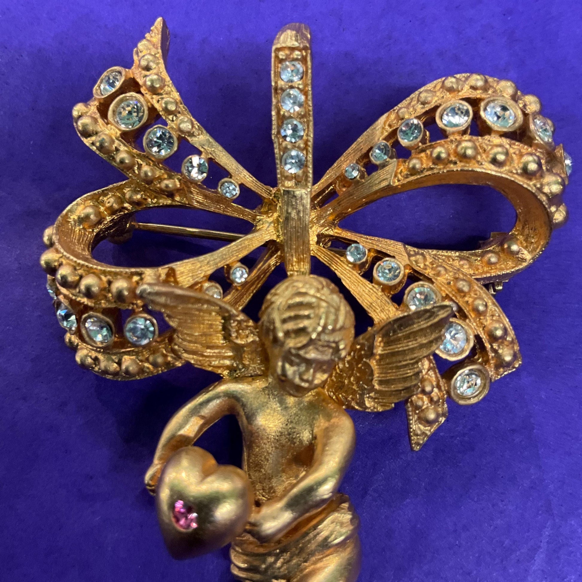 Vintage Kamrose & Cross Jackie Kennedy (JBK) Cherub Angel Gold Tone Large Necklace or Statement Brooch