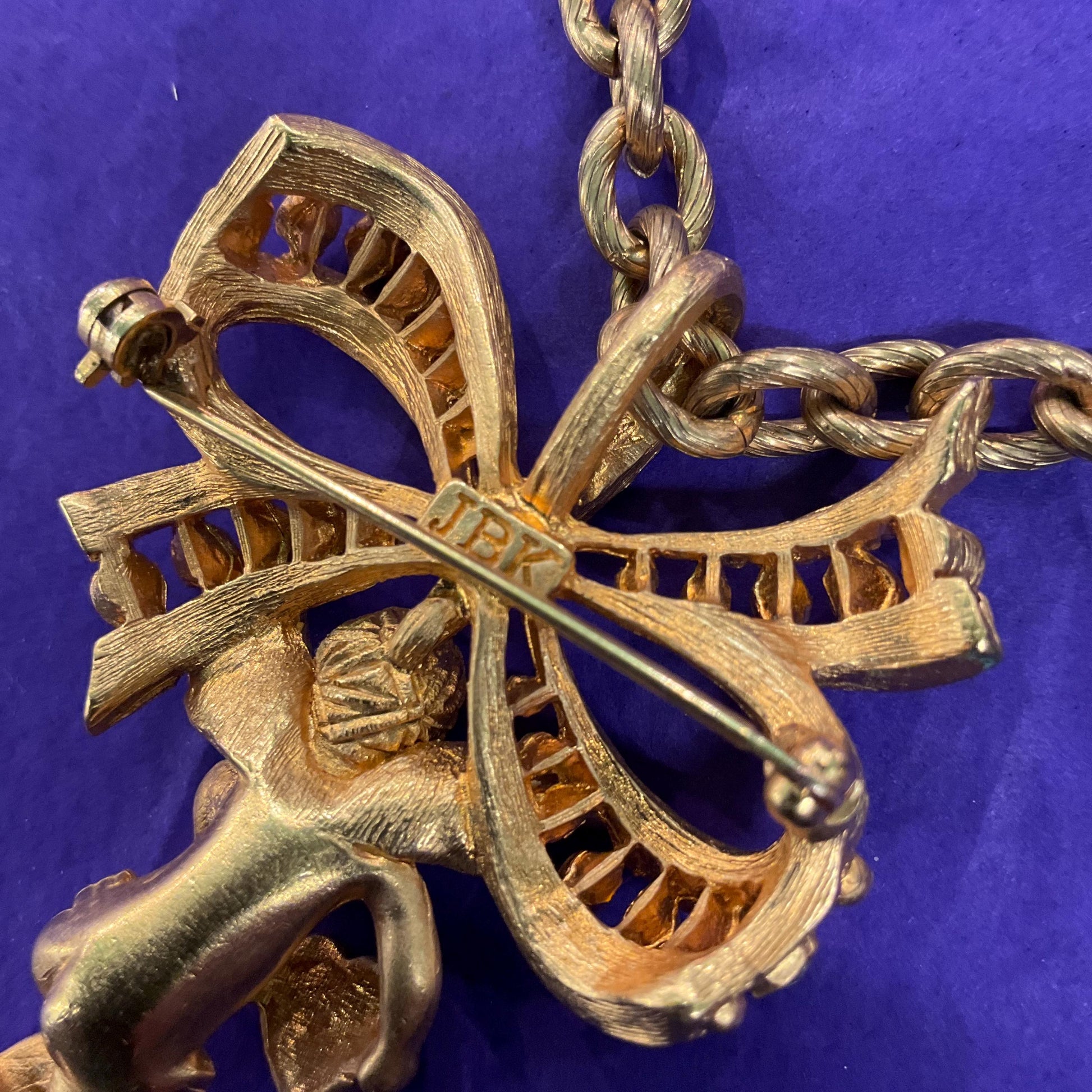 Vintage Kamrose & Cross Jackie Kennedy (JBK) Cherub Angel Gold Tone Large Necklace or Statement Brooch