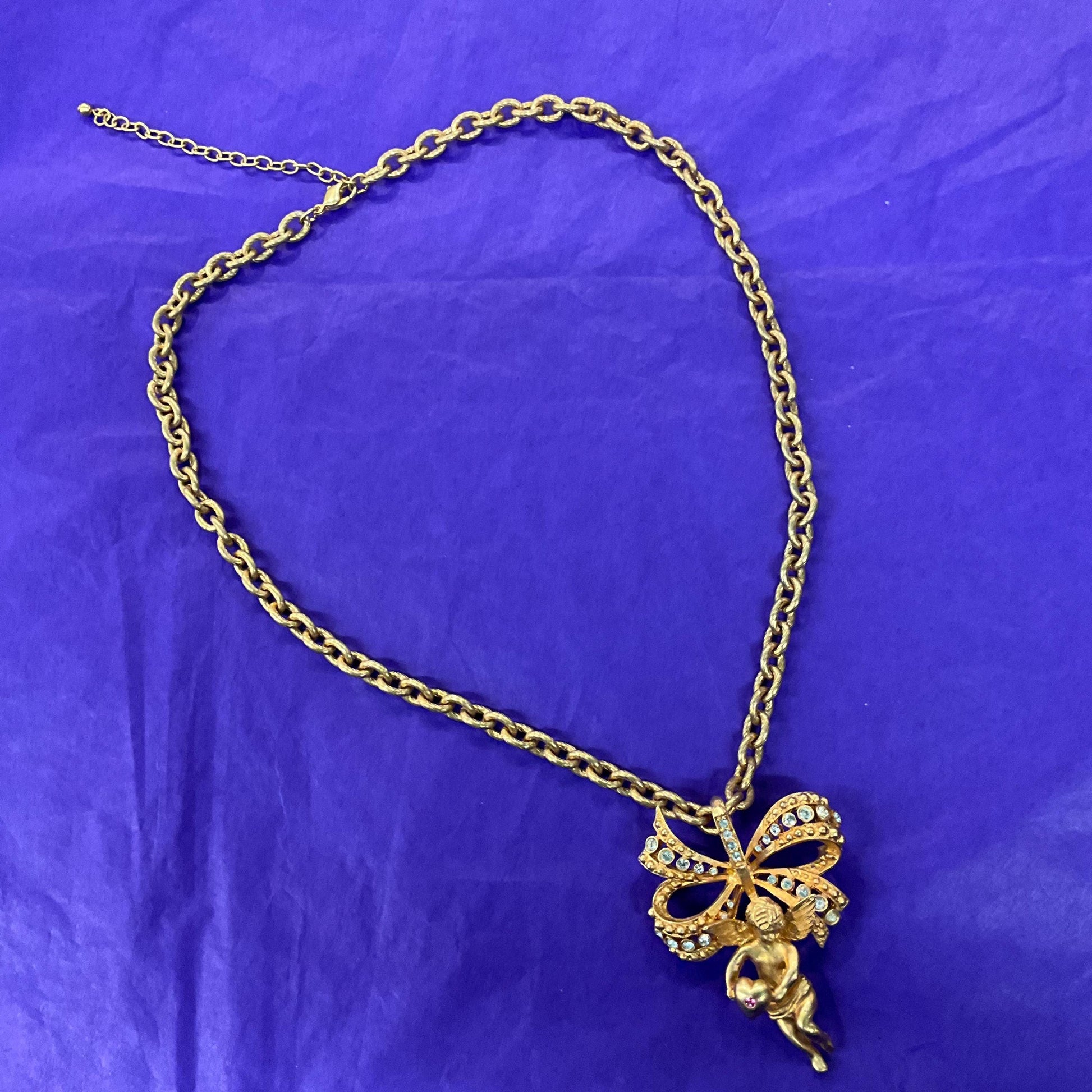 Vintage Kamrose & Cross Jackie Kennedy (JBK) Cherub Angel Gold Tone Large Necklace or Statement Brooch