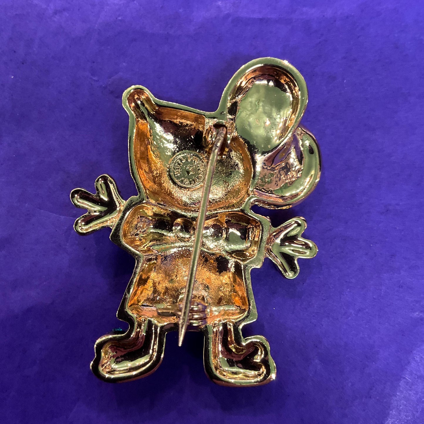 Vintage Butler and Wilson Rainbow Crystal Mouse Brooch, Gold tone with vibrant multicoloured rhinestones