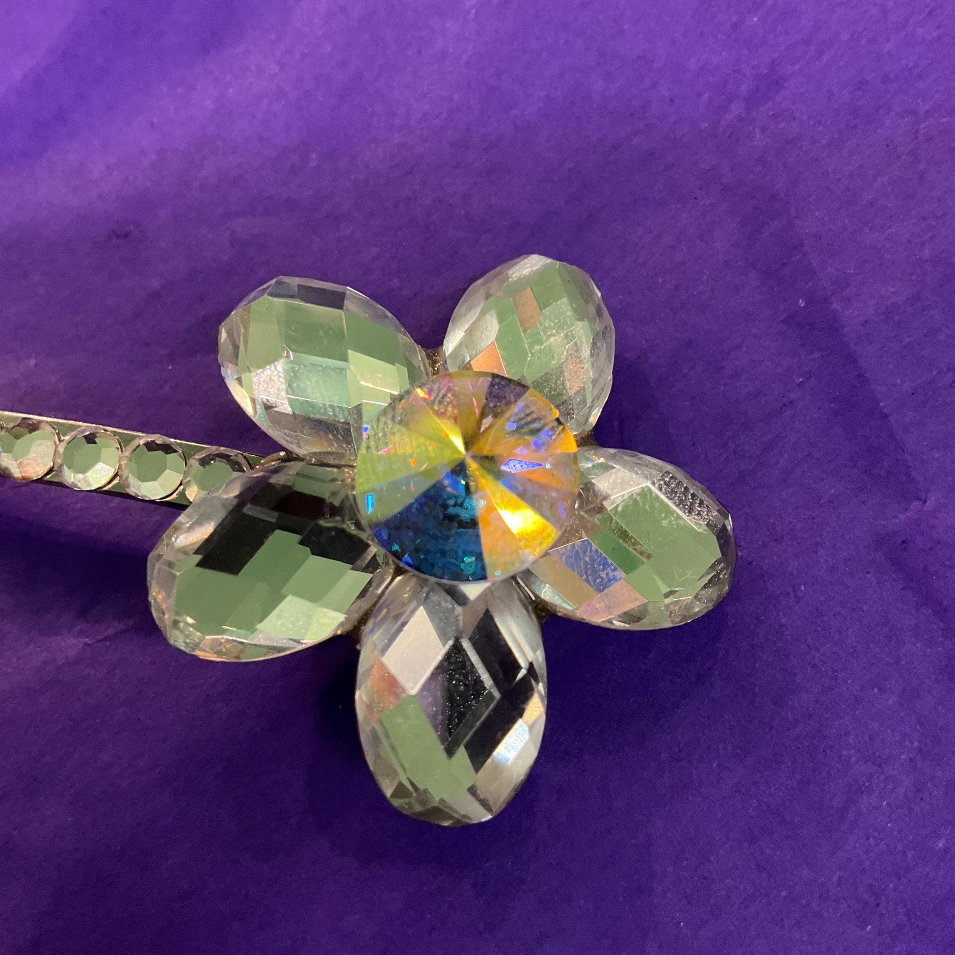 Vintage Butler and Wilson Silver Crystal Hair Slide, Silver and Borealis crystals and rhinestones