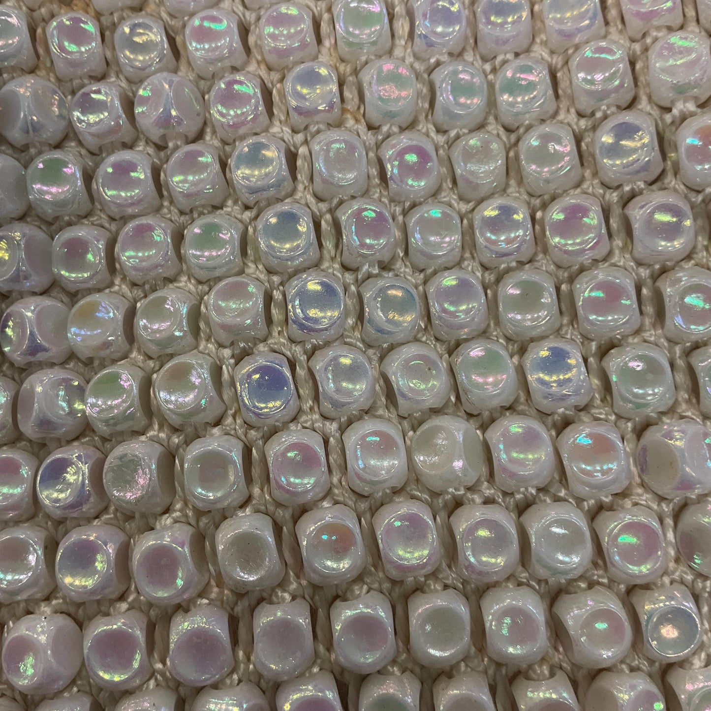 Vintage 1960s Sparkling Aurora Borealis Beaded Clutch Bag with Celluloid Frame