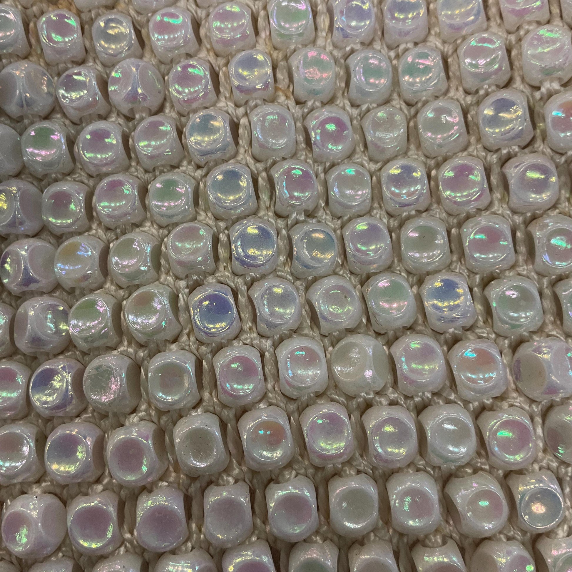 Vintage 1960s Sparkling Aurora Borealis Beaded Clutch Bag with Celluloid Frame