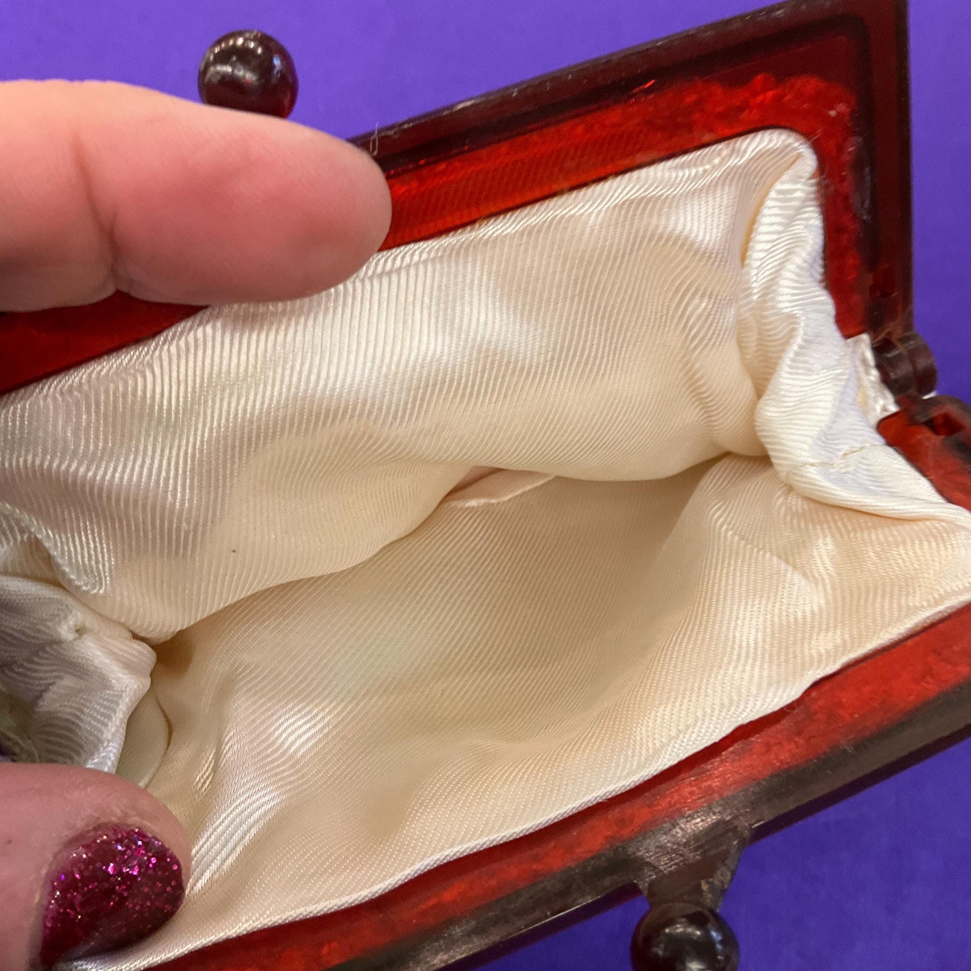 Vintage 1960s Sparkling Aurora Borealis Beaded Clutch Bag with Celluloid Frame