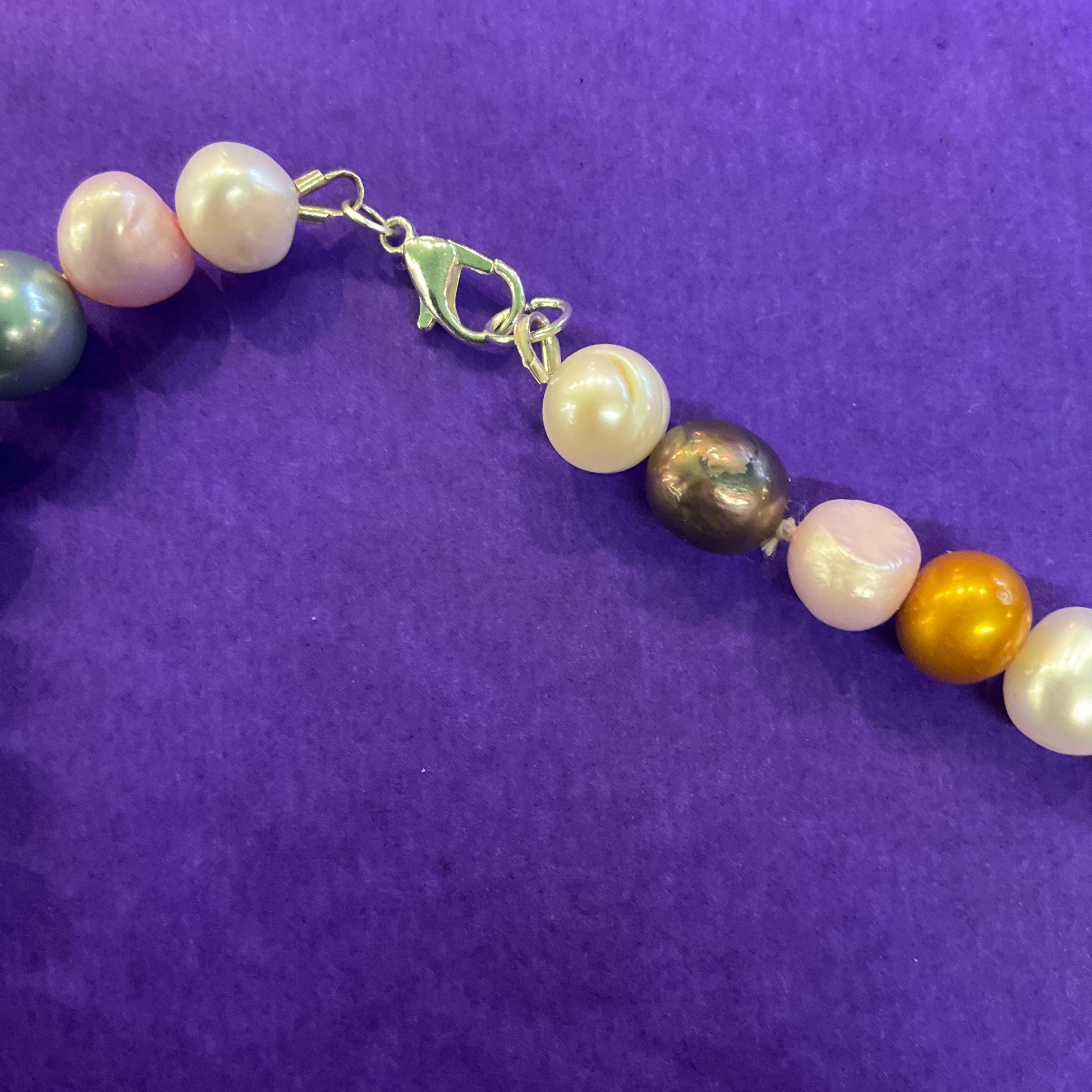 Vintage Freash Water and Cultured Pearl Necklace, Ivory , Pretty Pastel and Metallic Organic Beads