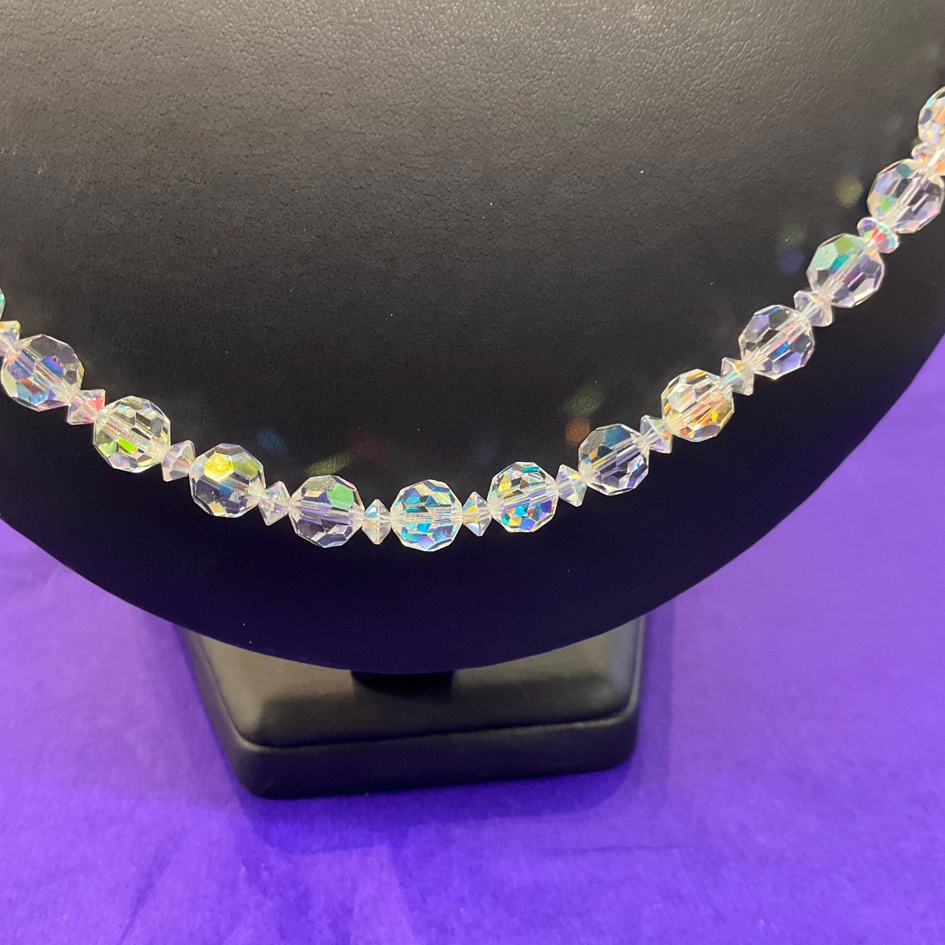 Vintage 1950s/60s Rainbow Borealis Crystal Opera Length Crystal Beaded Necklace