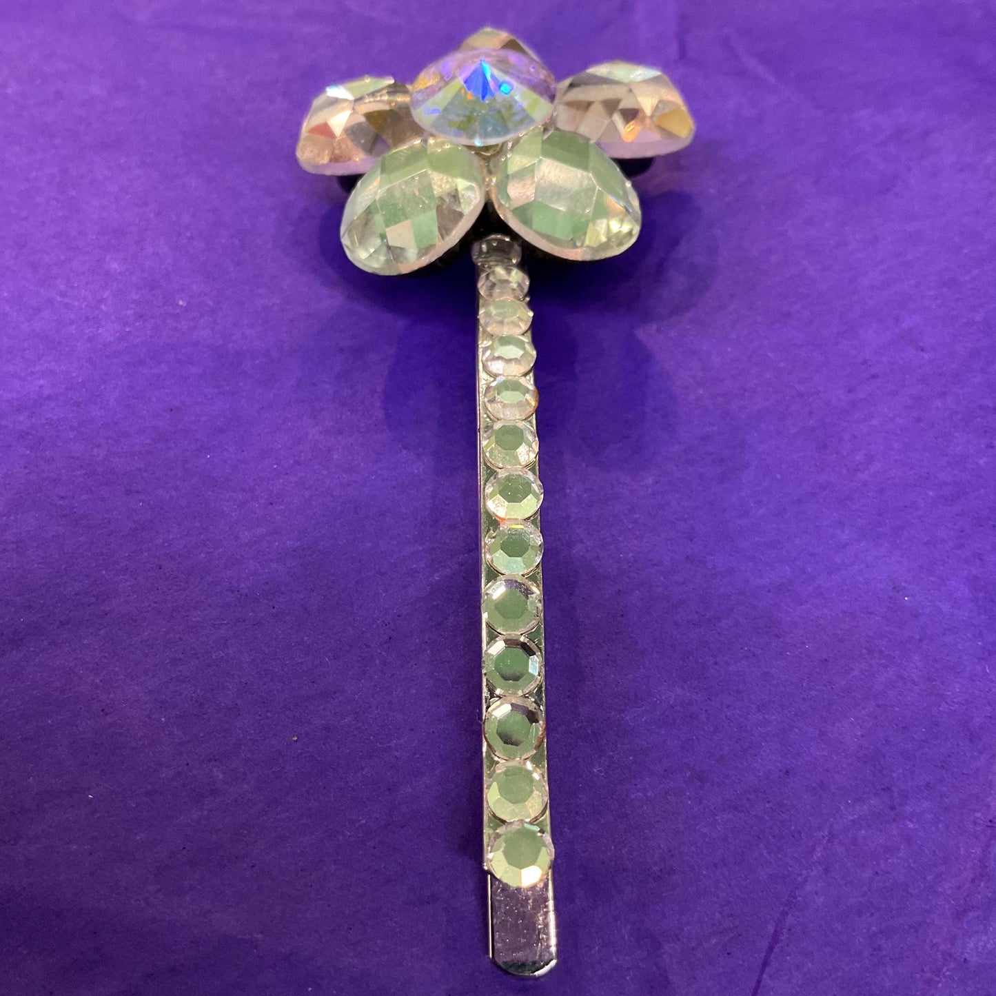 Vintage Butler and Wilson Silver Crystal Hair Slide, Silver and Borealis crystals and rhinestones