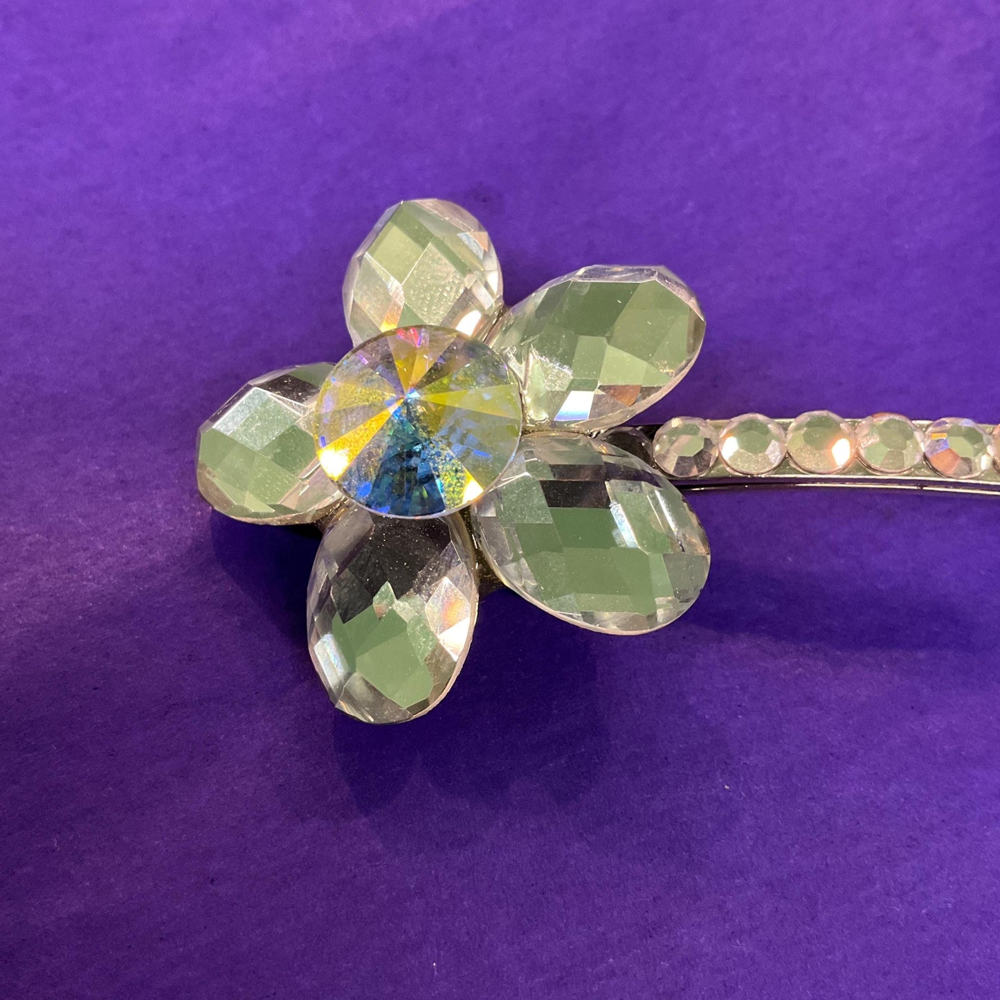 Vintage Butler and Wilson Silver Crystal Hair Slide, Silver and Borealis crystals and rhinestones