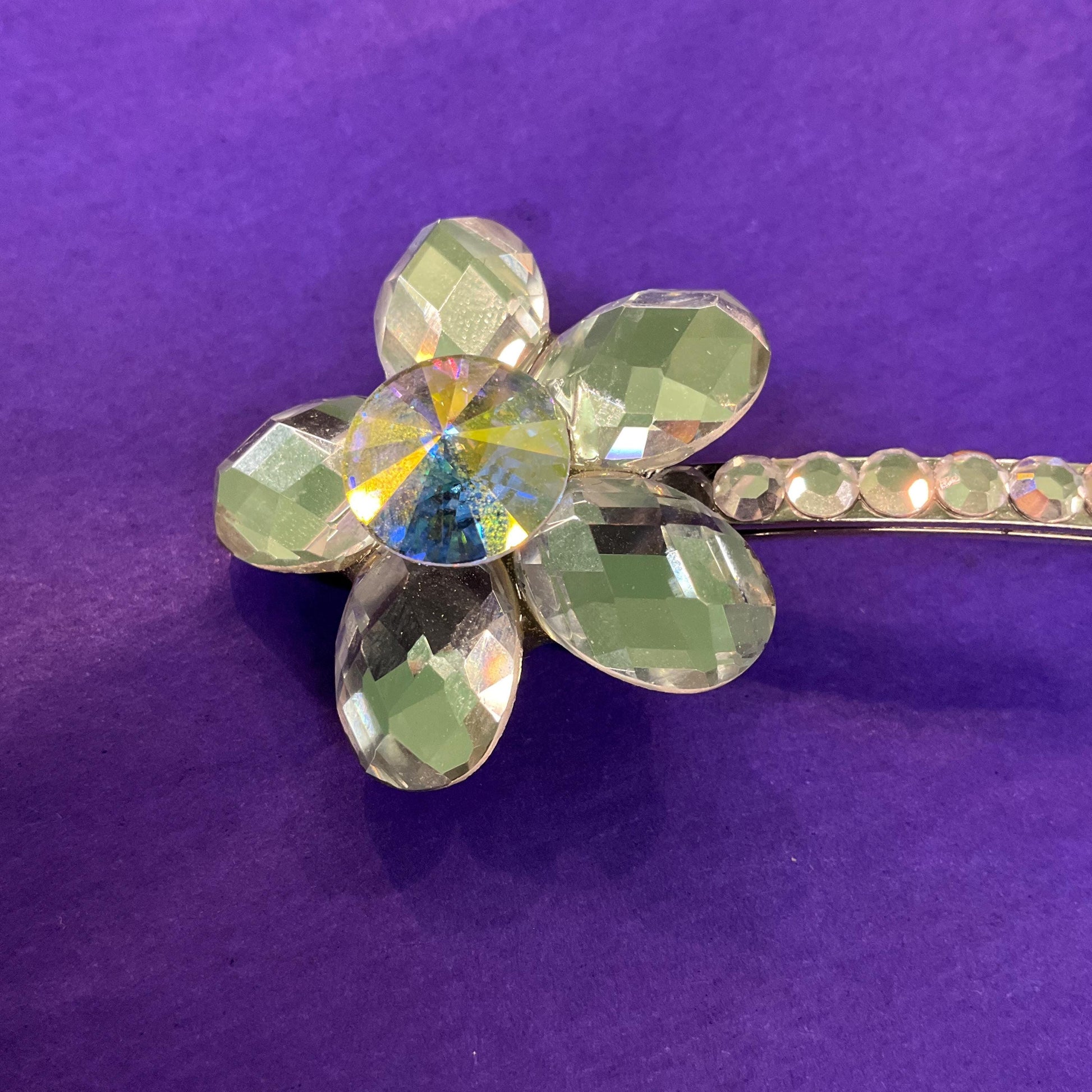 Vintage Butler and Wilson Silver Crystal Hair Slide, Silver and Borealis crystals and rhinestones
