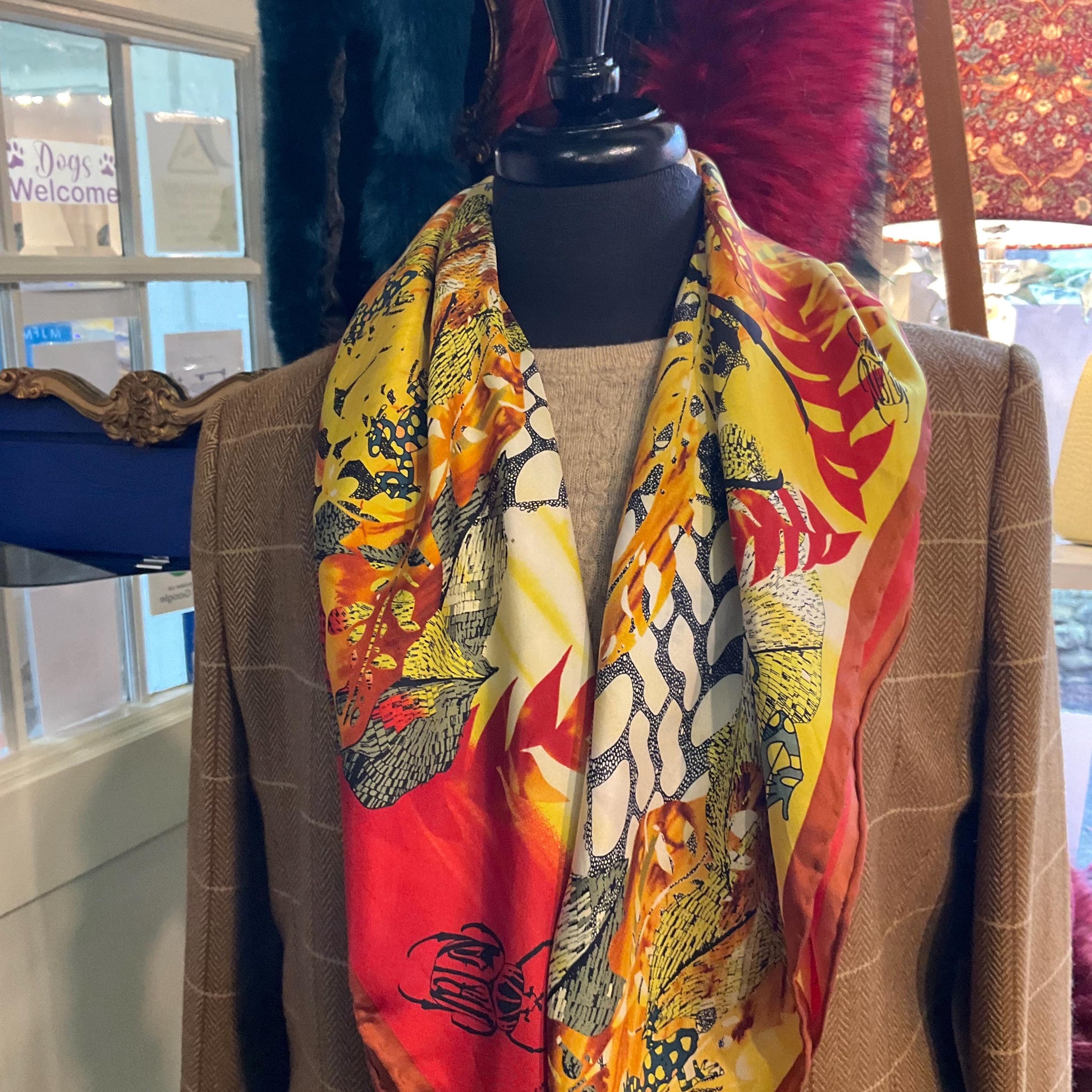 Vintage Liberty for World Land Trust Large Pure Silk Botanical Scarf, amphibians and insects