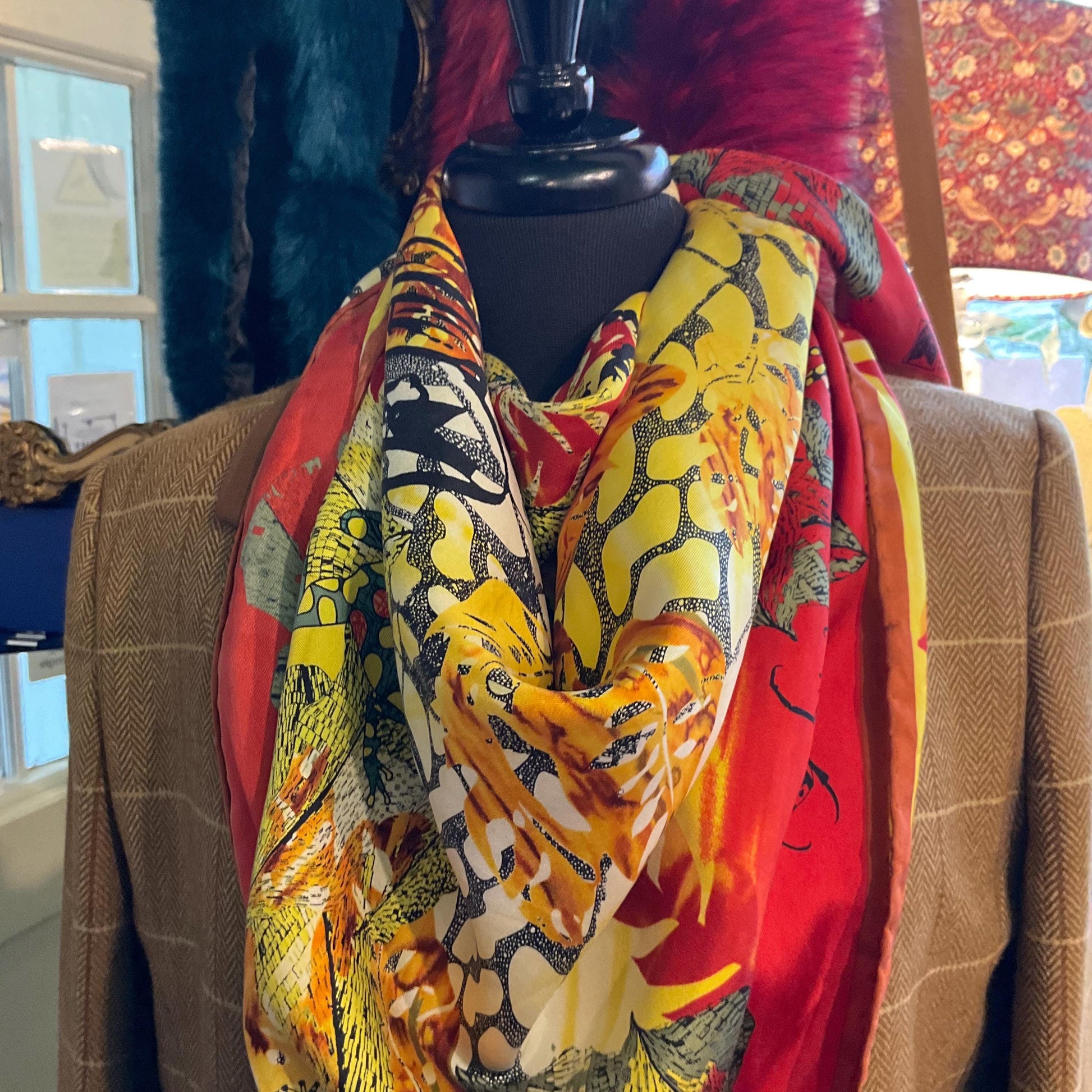 Vintage Liberty for World Land Trust Large Pure Silk Botanical Scarf, amphibians and insects