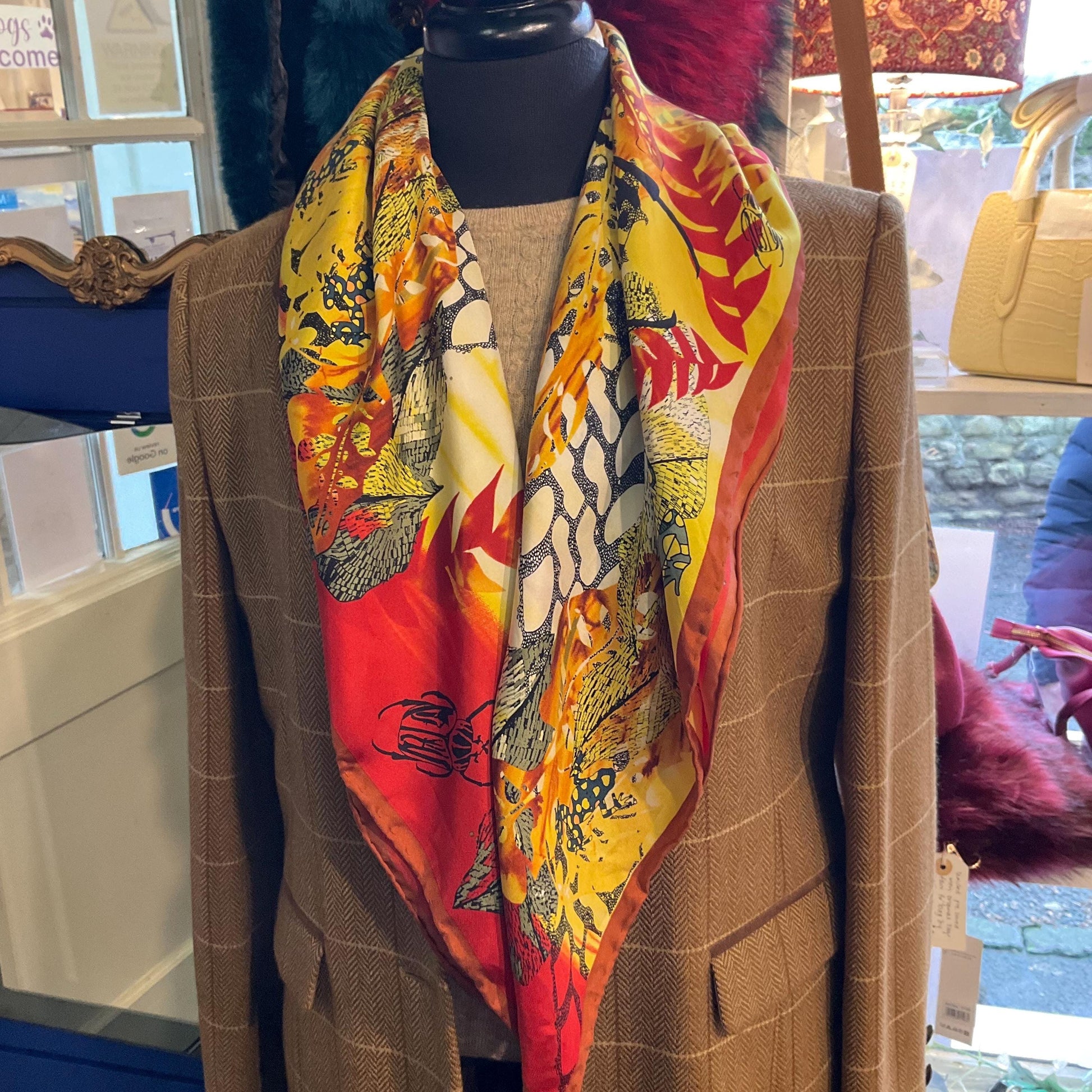 Vintage Liberty for World Land Trust Large Pure Silk Botanical Scarf, amphibians and insects
