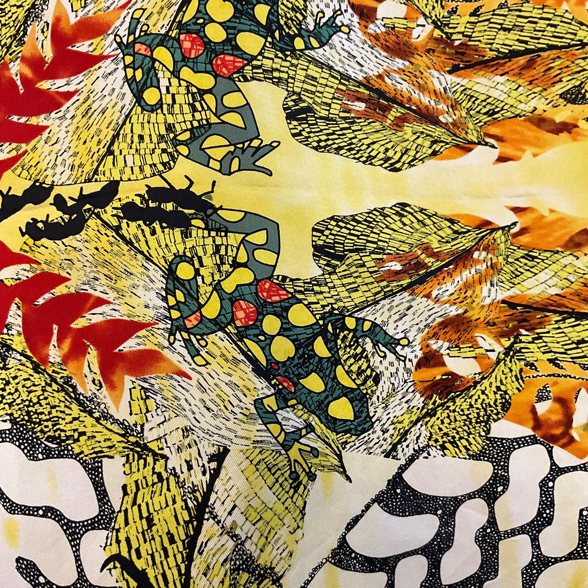 Vintage Liberty for World Land Trust Large Pure Silk Botanical Scarf, amphibians and insects