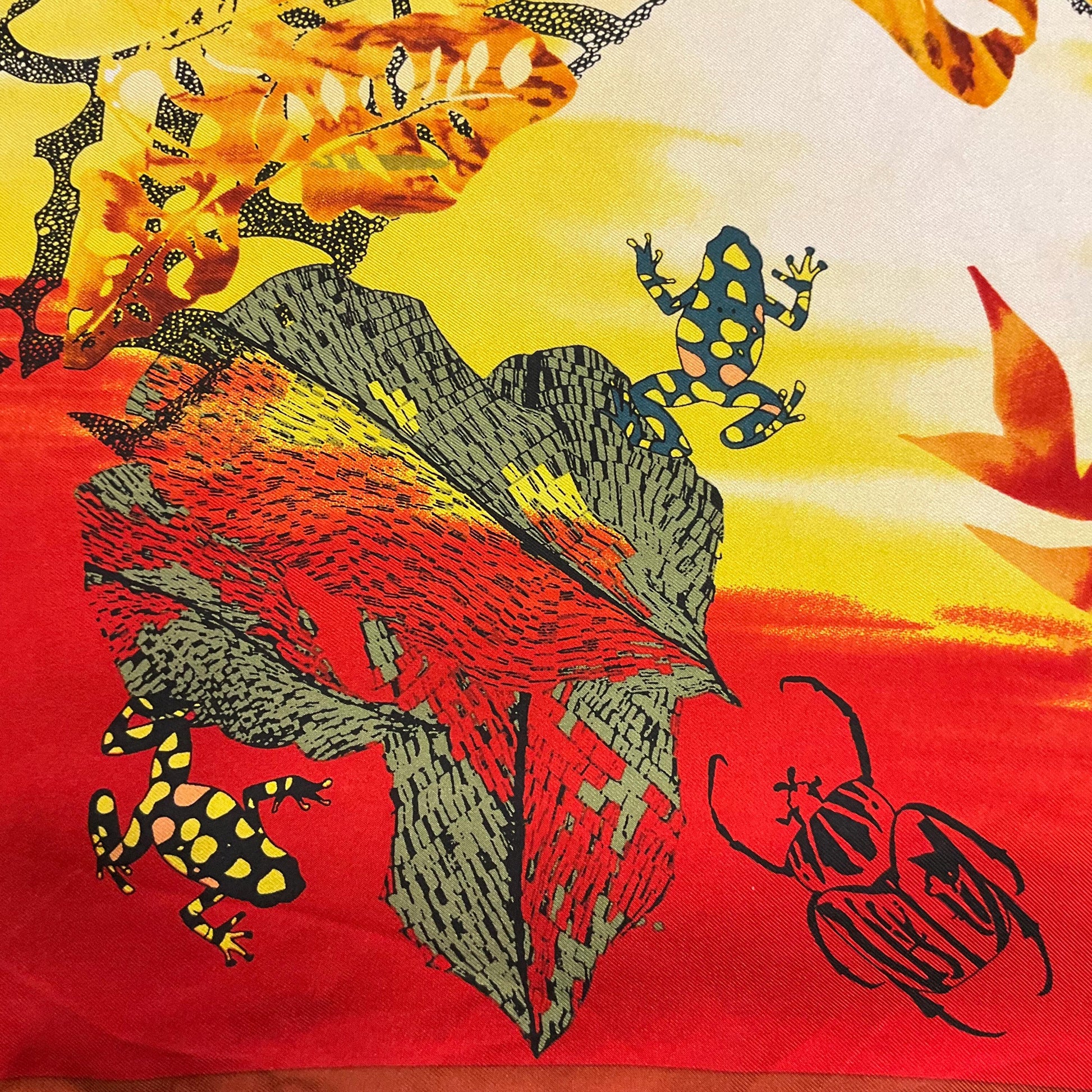 Vintage Liberty for World Land Trust Large Pure Silk Botanical Scarf, amphibians and insects