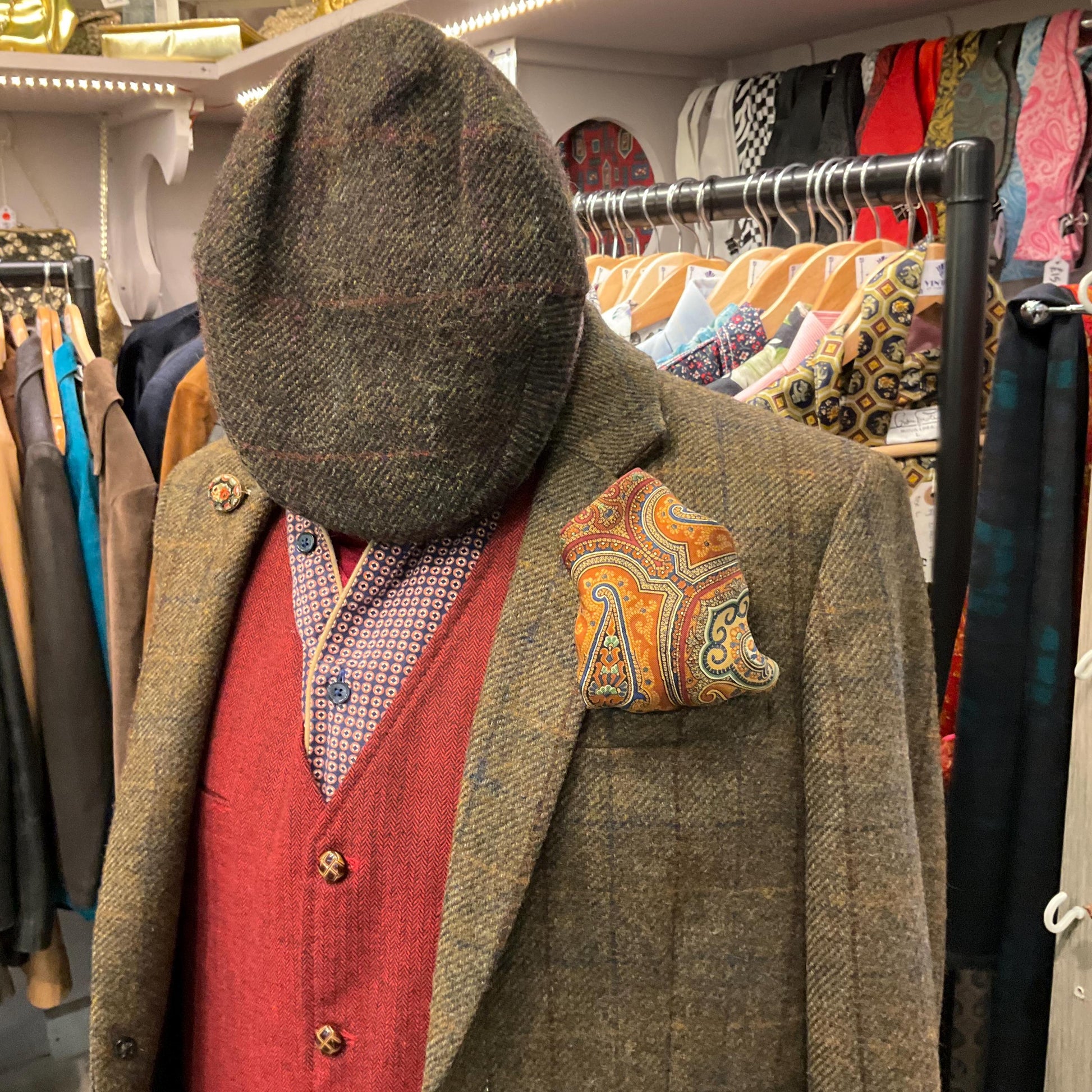 Vintage Liberty of London Pure Silk Paisley Small Scarf/Pocket Scarf, autumnal colours