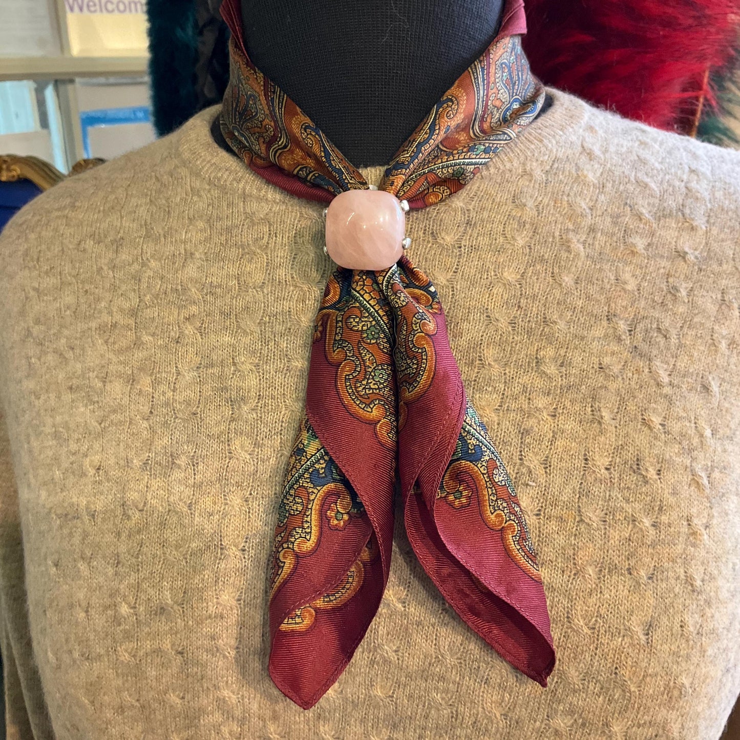 Vintage Liberty of London Pure Silk Paisley Small Scarf/Pocket Scarf, autumnal colours