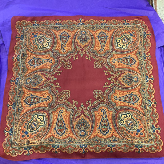 Vintage Liberty of London Pure Silk Paisley Small Scarf/Pocket Scarf, autumnal colours