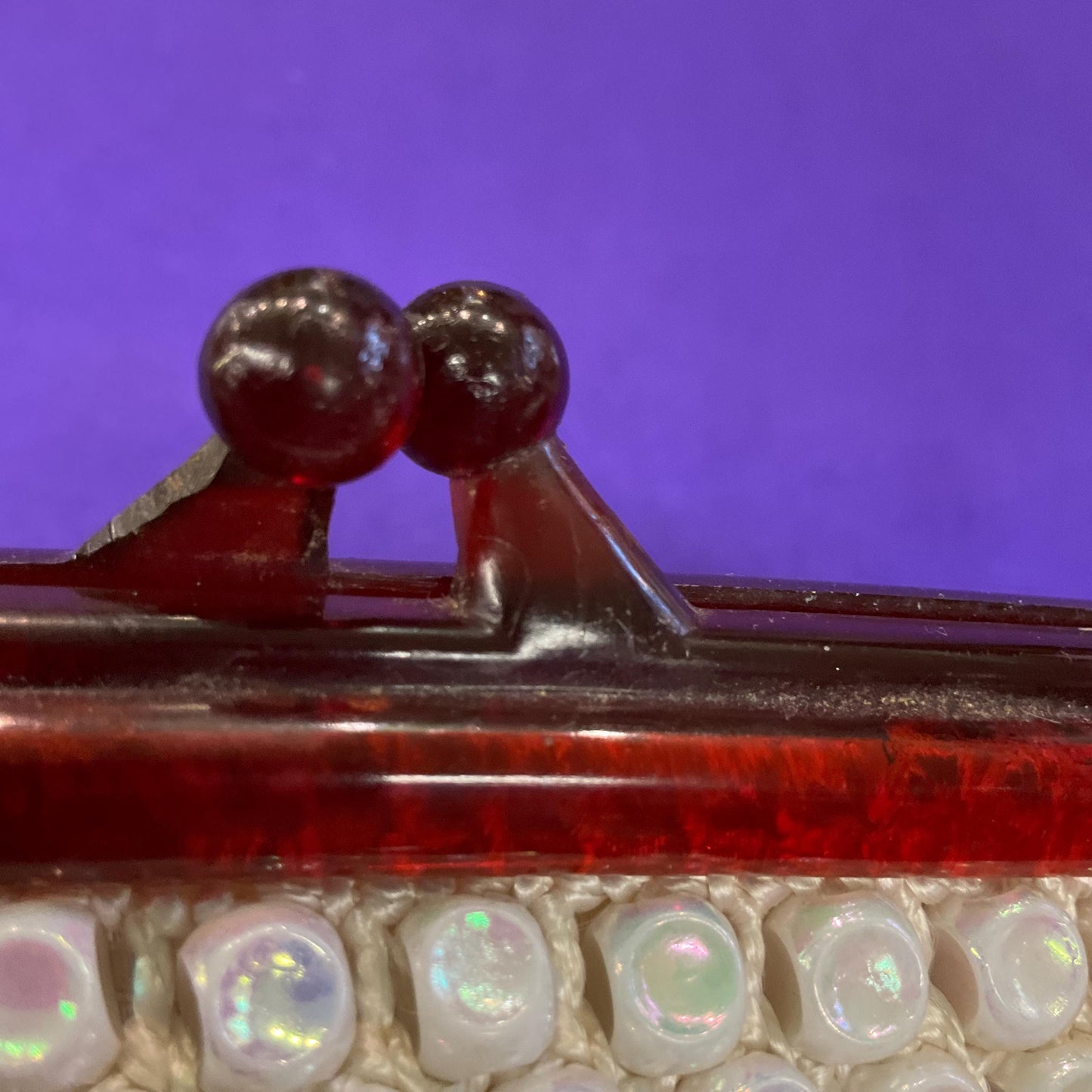 Vintage 1960s Sparkling Aurora Borealis Beaded Clutch Bag with Celluloid Frame