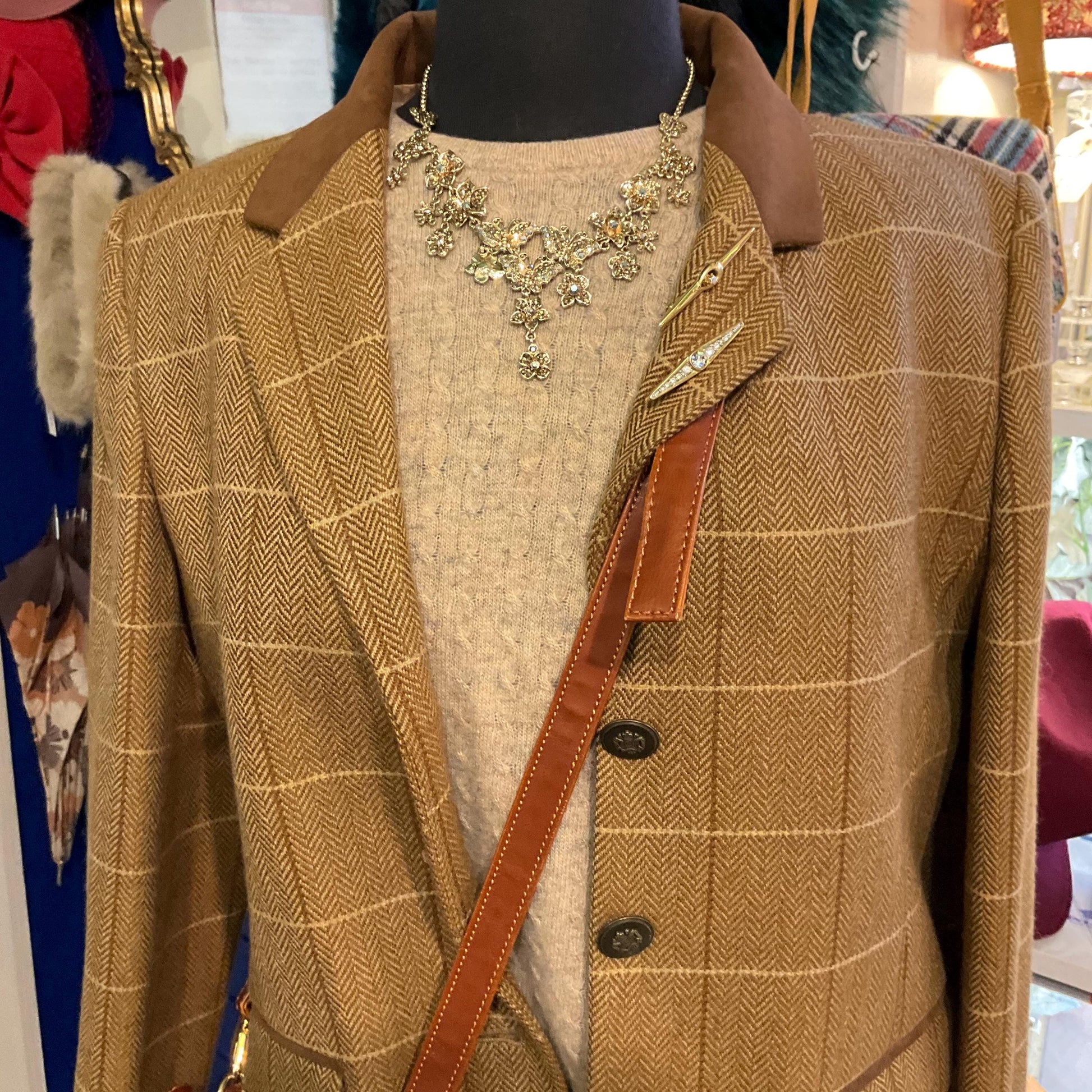 Vintage Butler and Wilson Statement Gold Tone and Borealis Crystal Butterfly and Flowers Y Drop Necklace