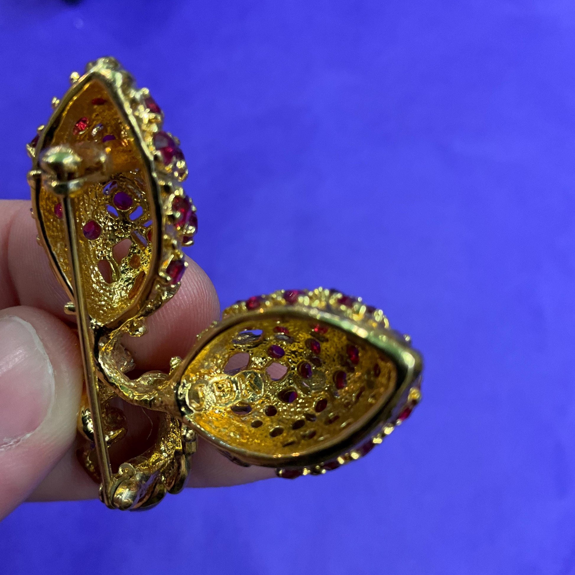 Vintage 1990s Camrose & Kross Jacqueline Kennedy Red Berries Brooch, Gold Plated with Faux Rubies and Silver Crystals