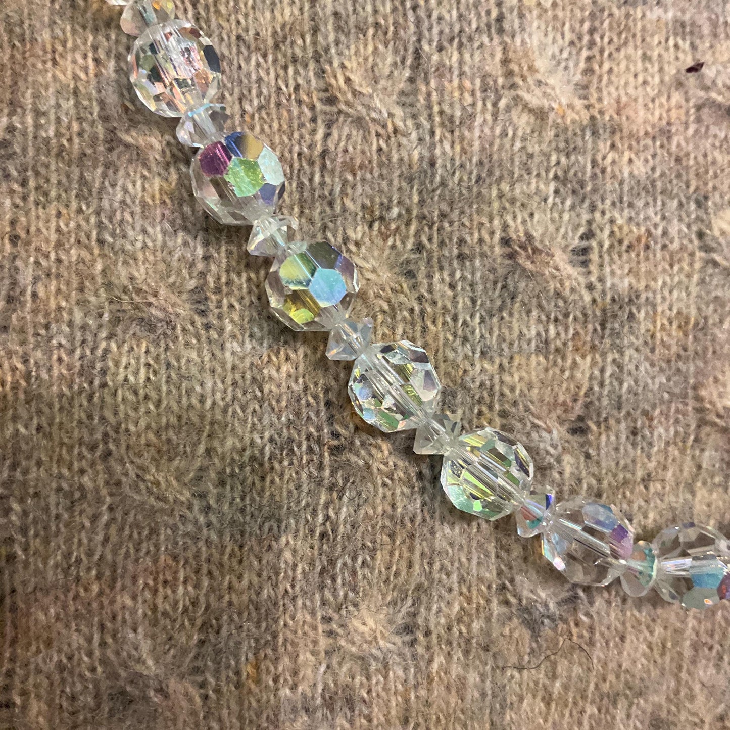 Vintage 1950s/60s Rainbow Borealis Crystal Opera Length Crystal Beaded Necklace
