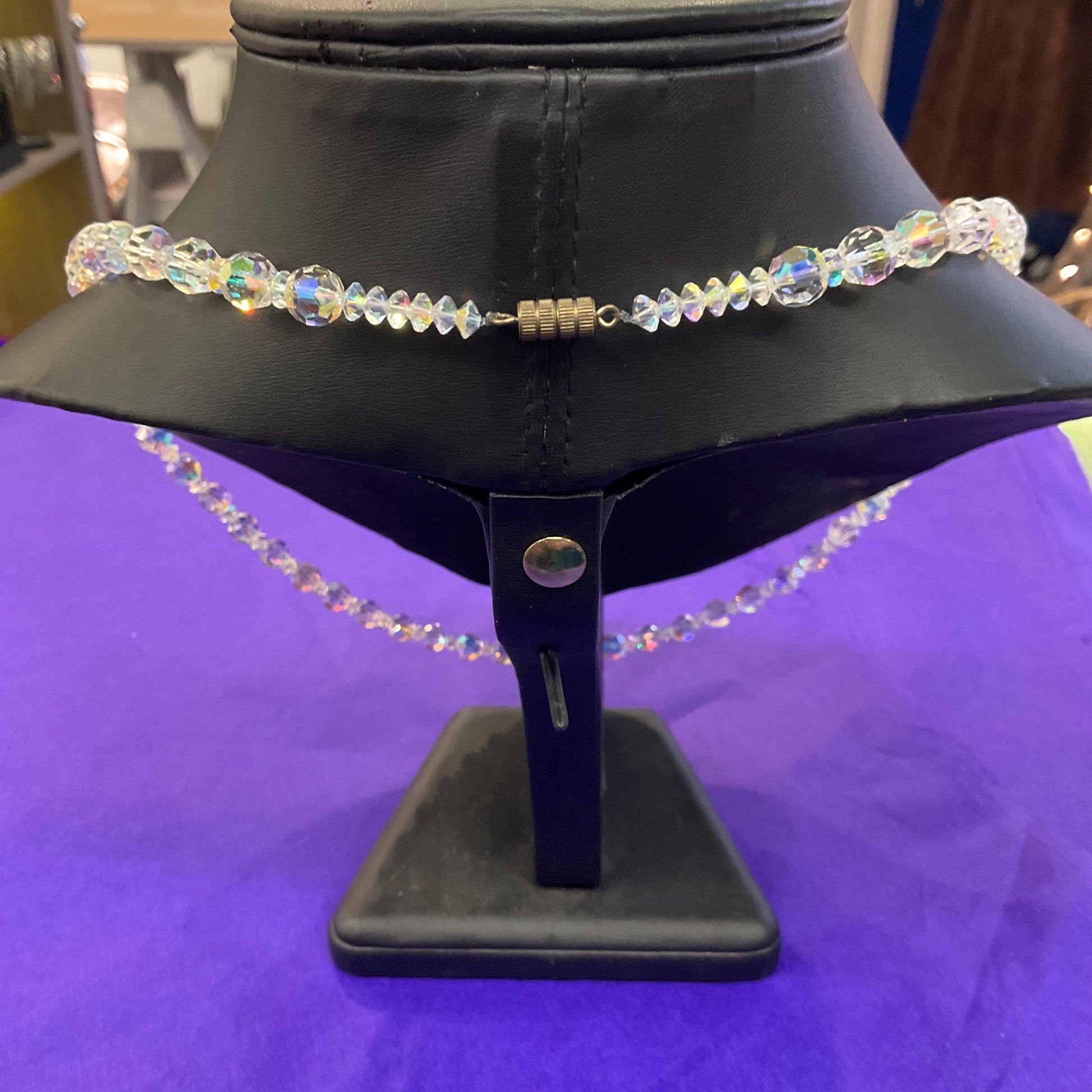 Vintage 1950s/60s Rainbow Borealis Crystal Opera Length Crystal Beaded Necklace