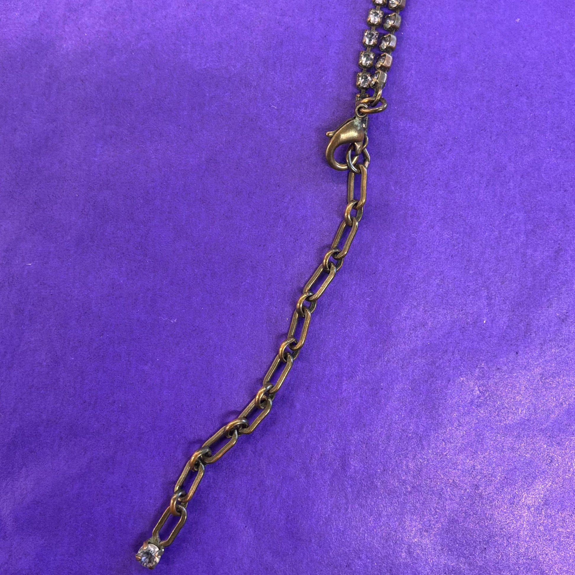 Vintage Butler and Wilson Purple Crystal Cross Pendant Necklace, Old Gold Tone, Signed in Original Box