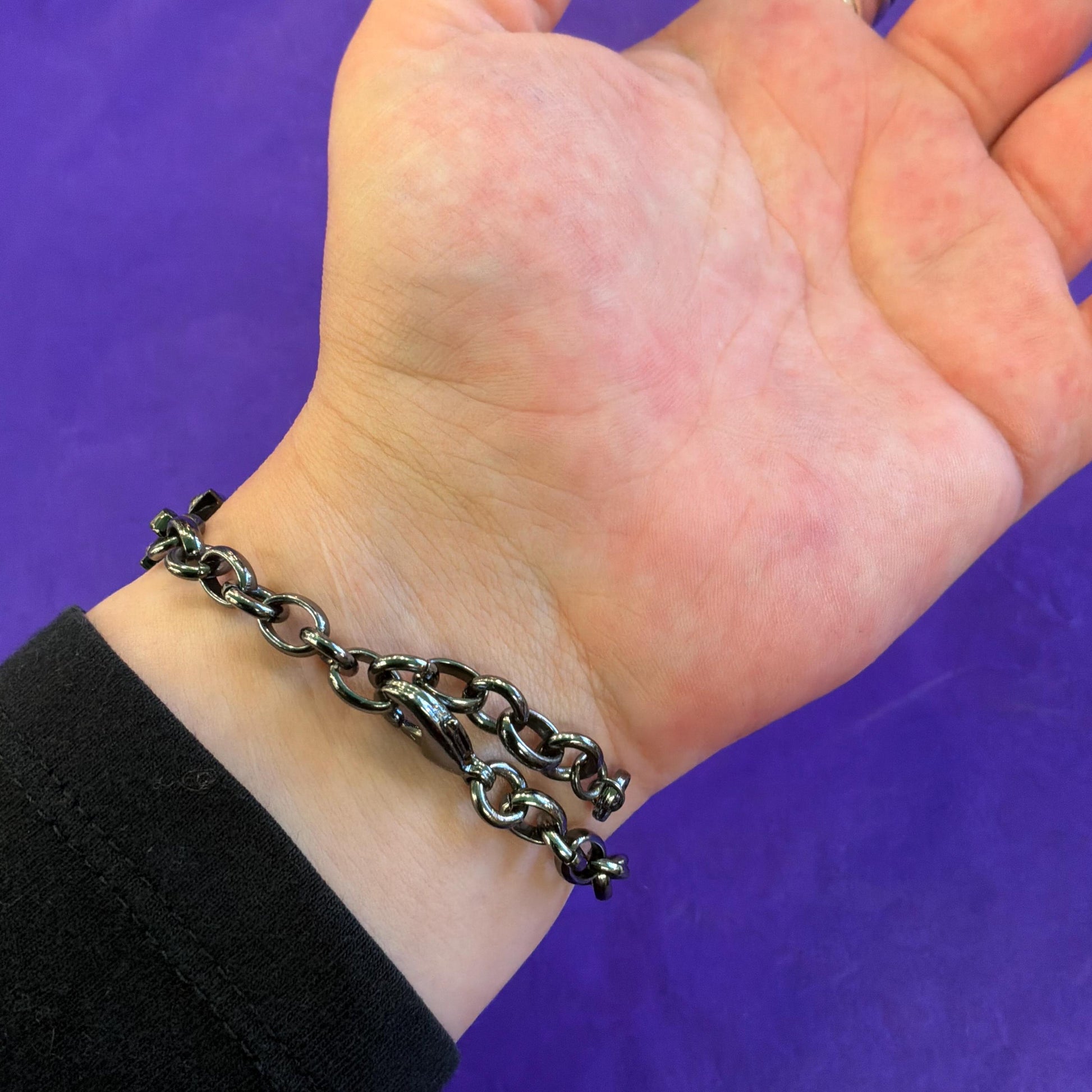 Vintage Butler and Wilson Pewter Tone Art Deco Style Bracelet with Ombré Aurora Borealis Rhinestones