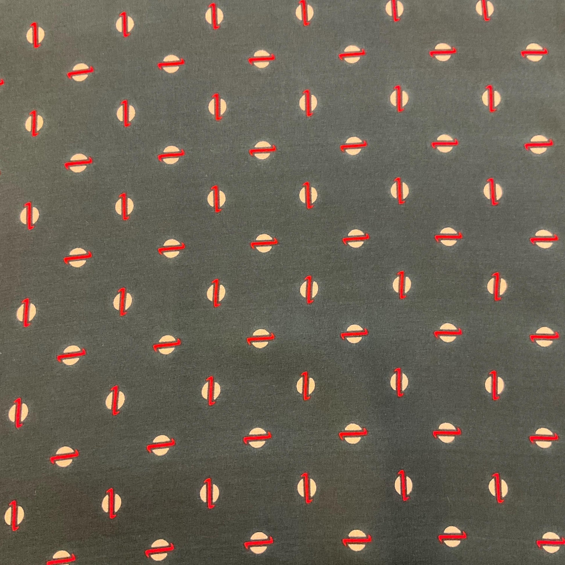 Vintage JAEGER Mid Century Pure Silk Scarf, Ditsy Red and Cream dotty Print , Dark Green/ Teal Background, Hand Rolled