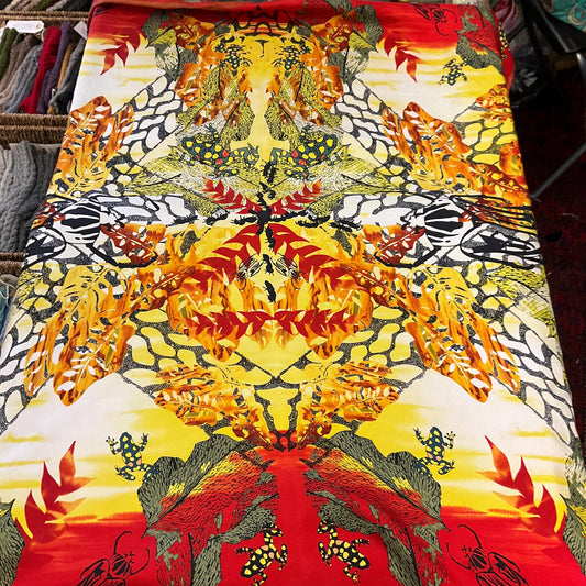 Vintage Liberty for World Land Trust Large Pure Silk Botanical Scarf, amphibians and insects
