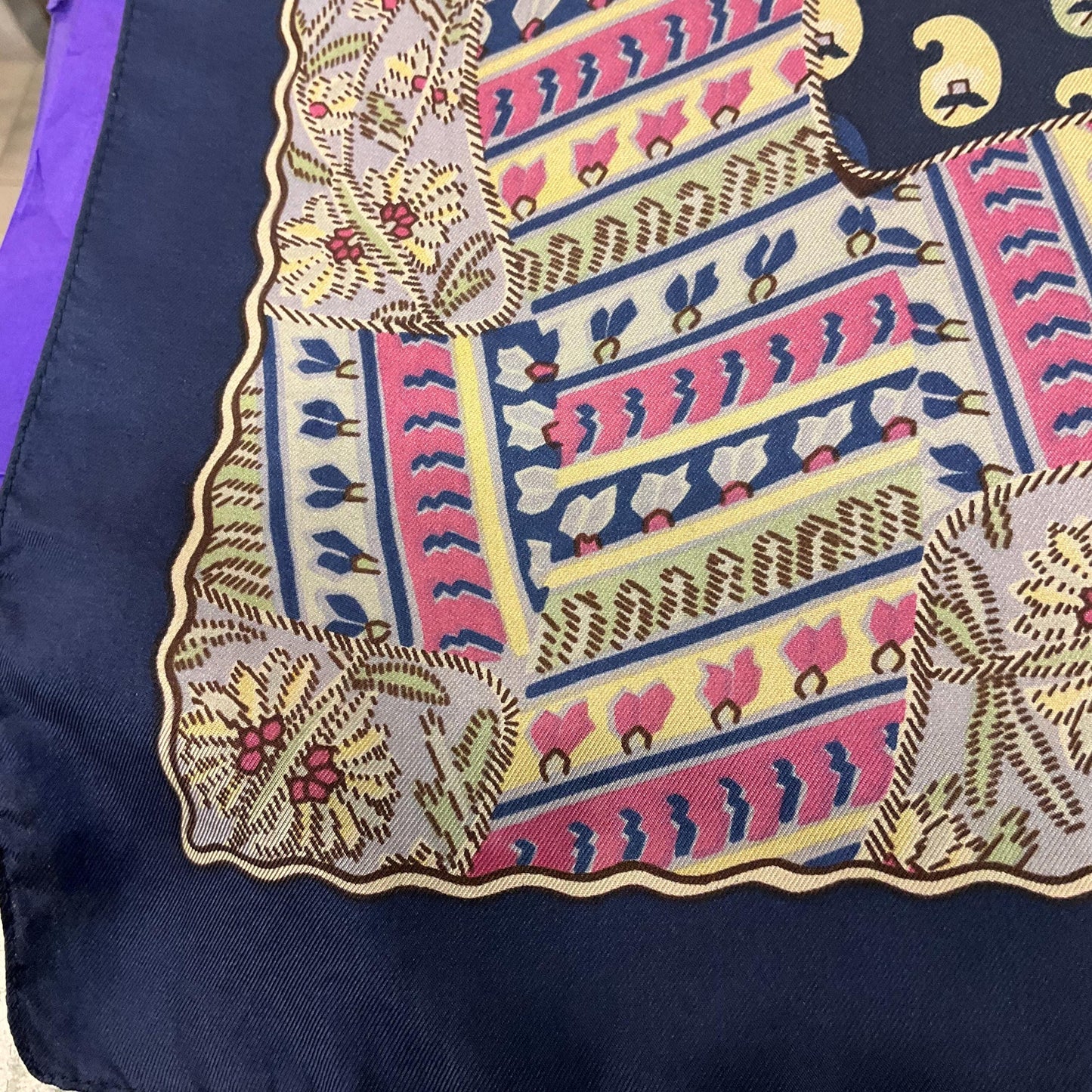 Vintage Liberty of London Pure Silk Floral Paisley Scarf in Shades of Blue, Green, Pink and Gold