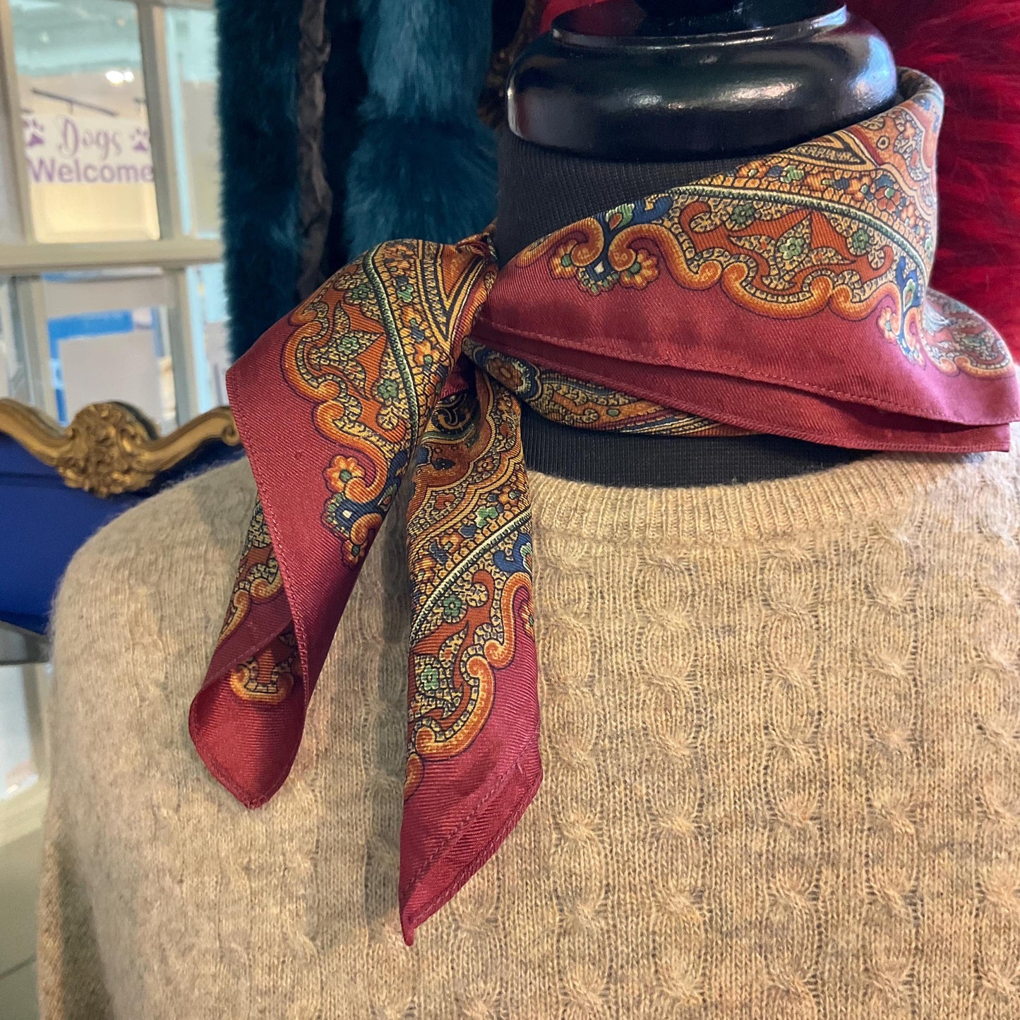 Vintage Liberty of London Pure Silk Paisley Small Scarf/Pocket Scarf, autumnal colours