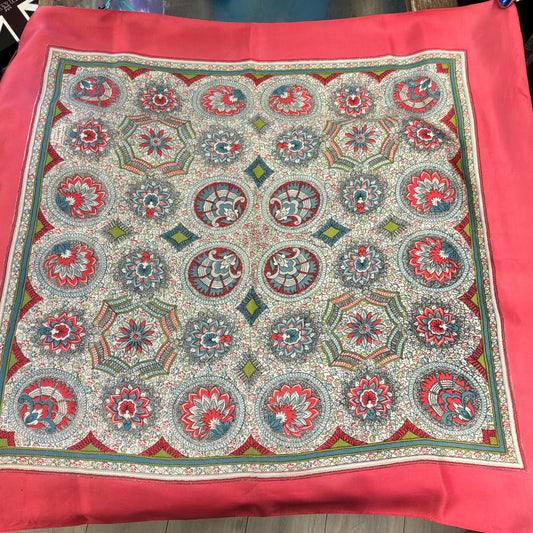 Vintage 1960/70s Liberty of London Floral Paisley Pure Silk Scarf, Shades of Pink, Blue, Green and Black