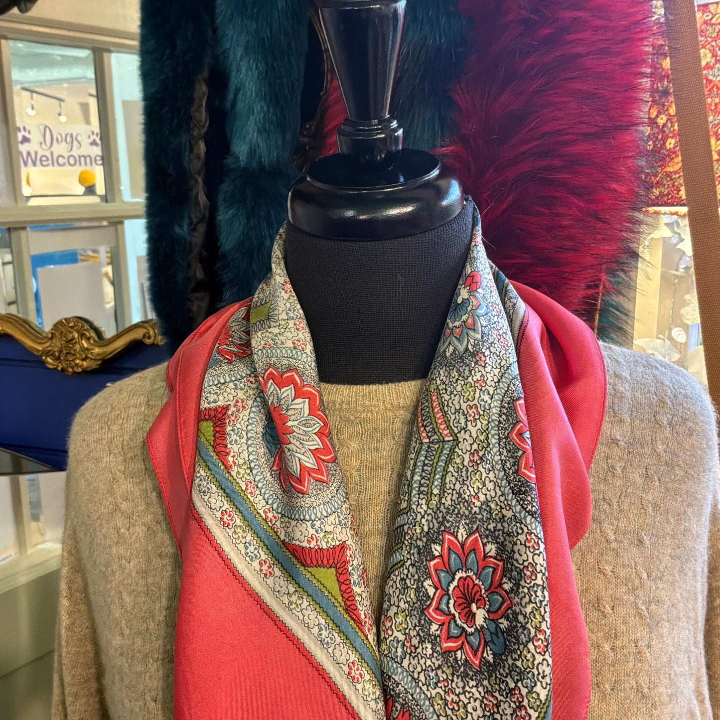 Vintage 1960/70s Liberty of London Floral Paisley Pure Silk Scarf, Shades of Pink, Blue, Green and Black