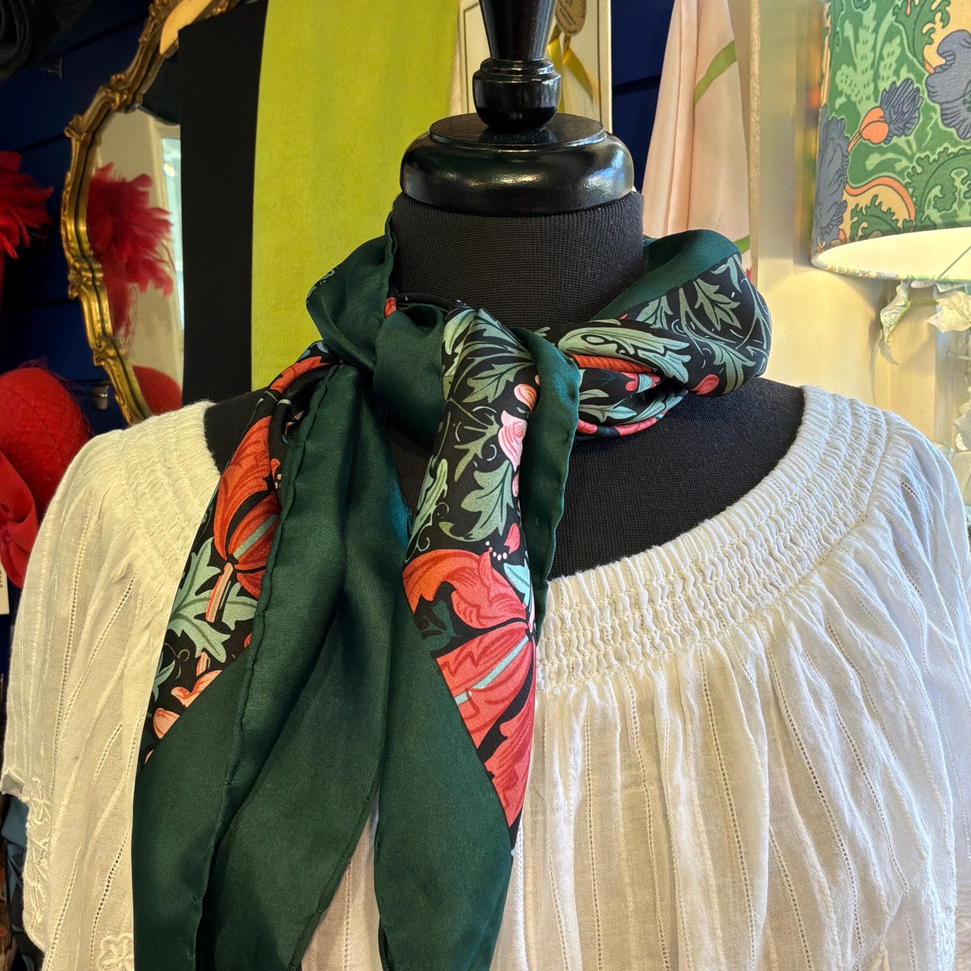 Vintage Silk Scarf by Beckford Silk for Past Times , William Morris Style Print, Pure Silk