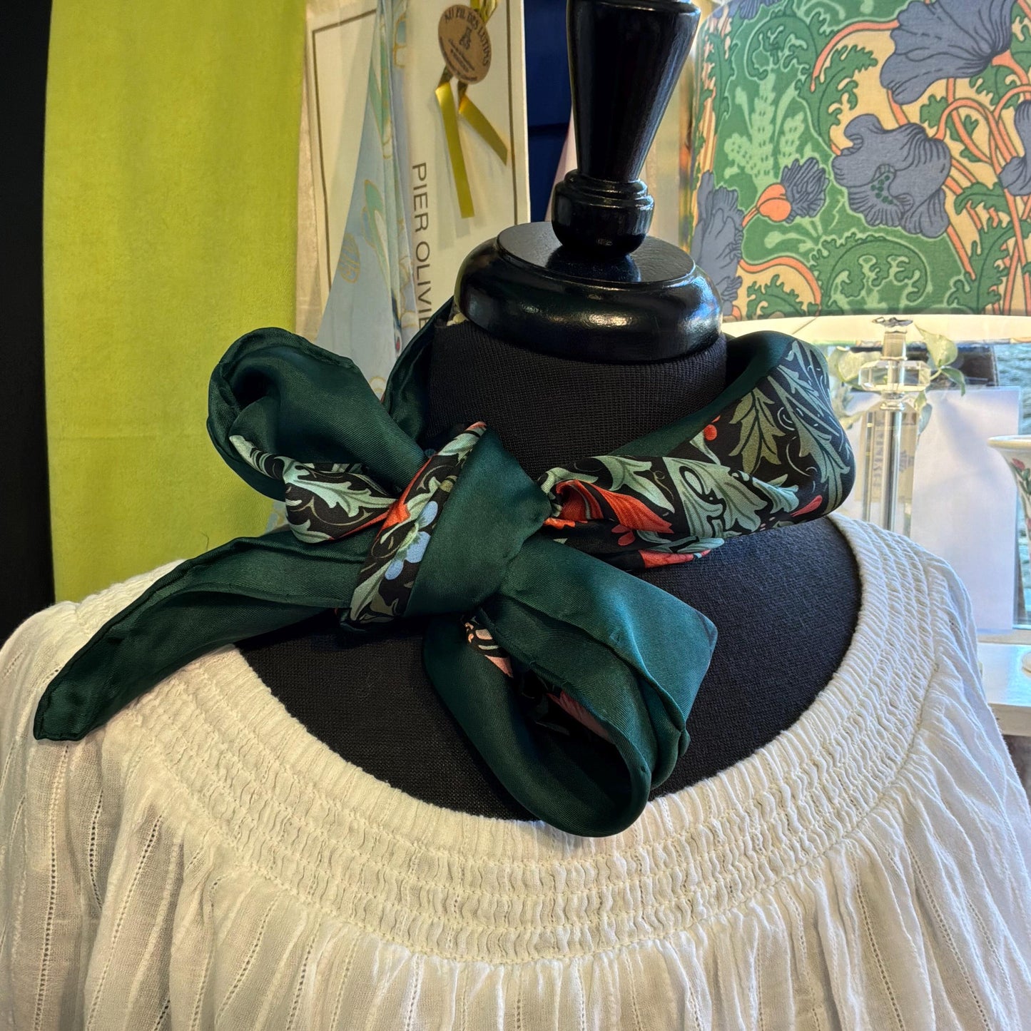 Vintage Silk Scarf by Beckford Silk for Past Times , William Morris Style Print, Pure Silk
