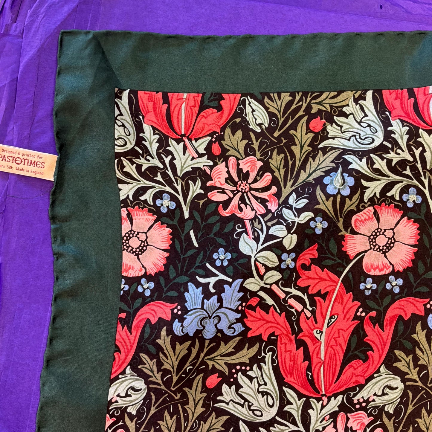 Vintage Silk Scarf by Beckford Silk for Past Times , William Morris Style Print, Pure Silk