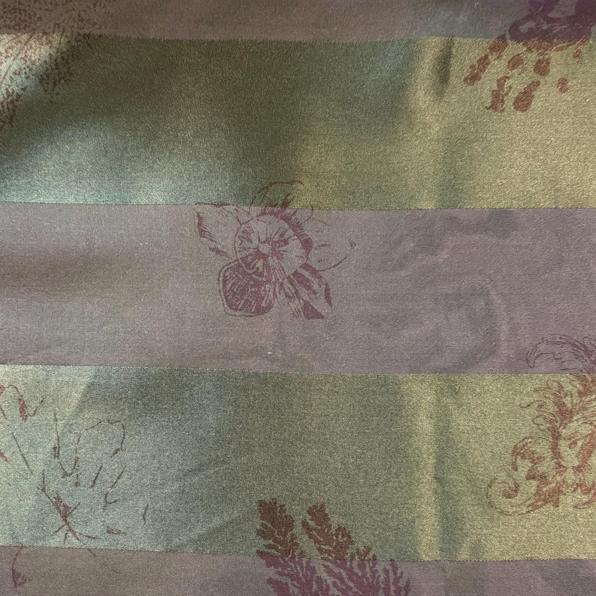 Vintage Silk Scarf by English Eccentrics for Liberty of London , Large Rectangular Silk Devore Scarf in Deep Green with Sea Shells Print