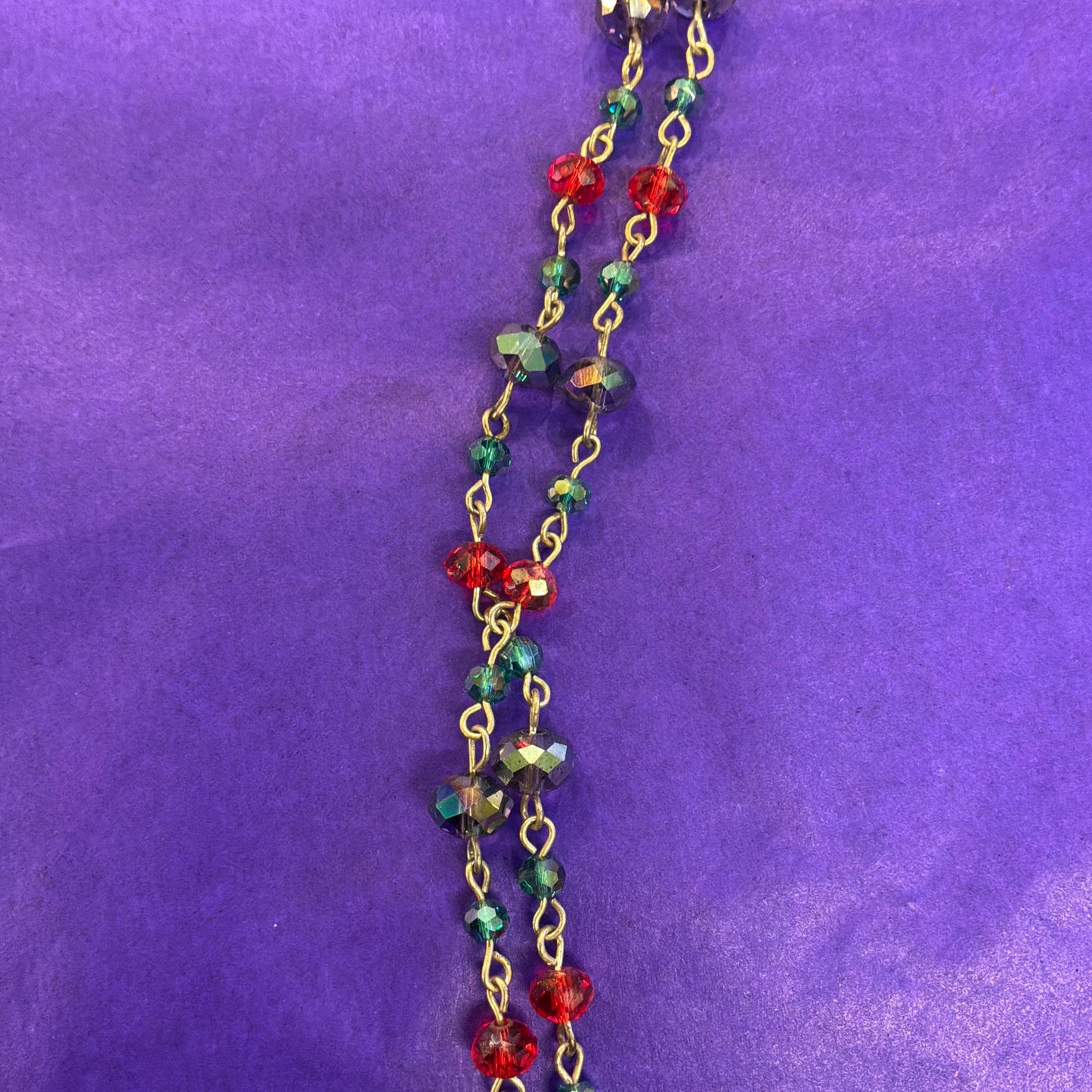 Vintage Butler and Wilson Floral Crystal Long Drop Pendant Necklace, Shades of Blue and Red